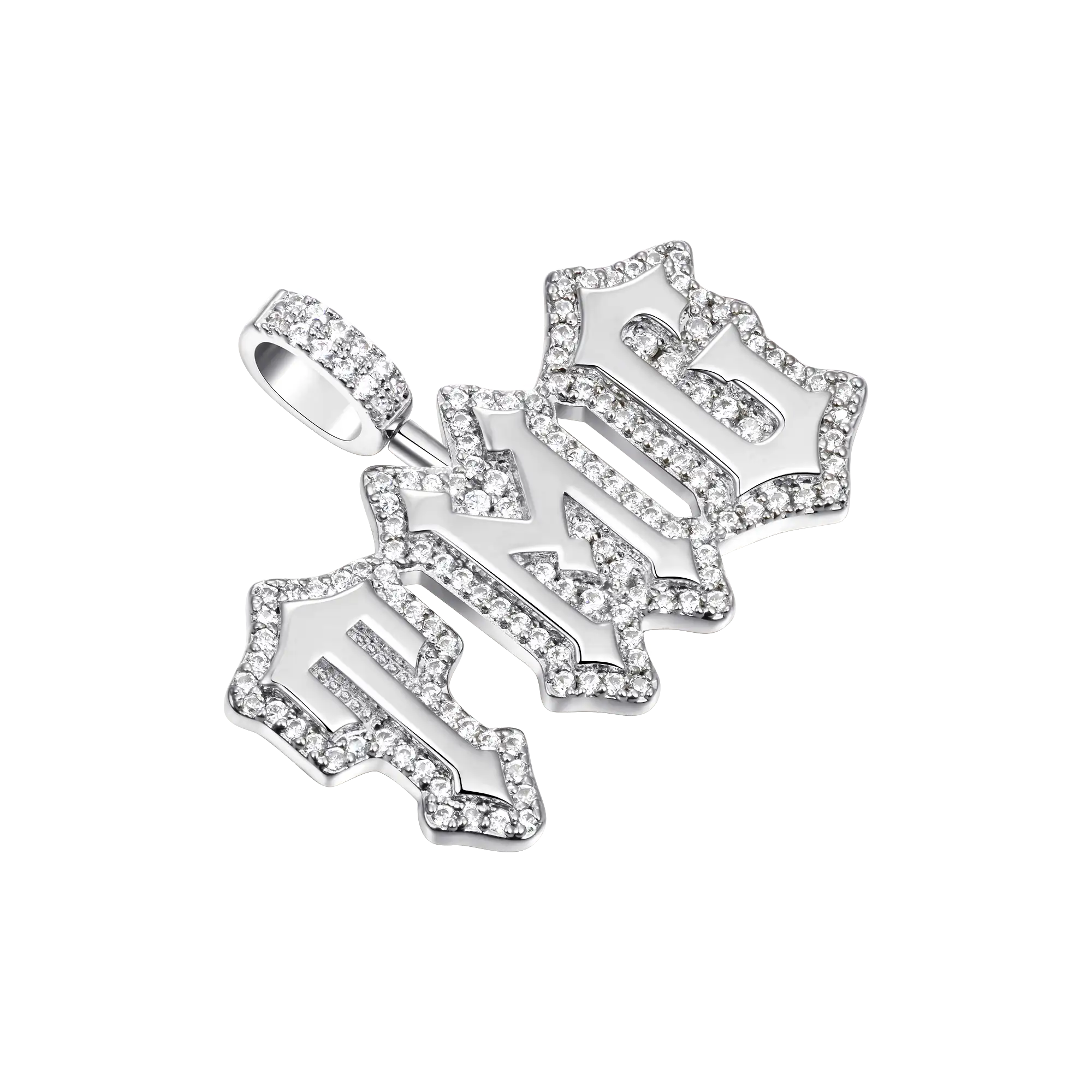 Custom Moissanite Gothic Font Pendant - 15mm Height