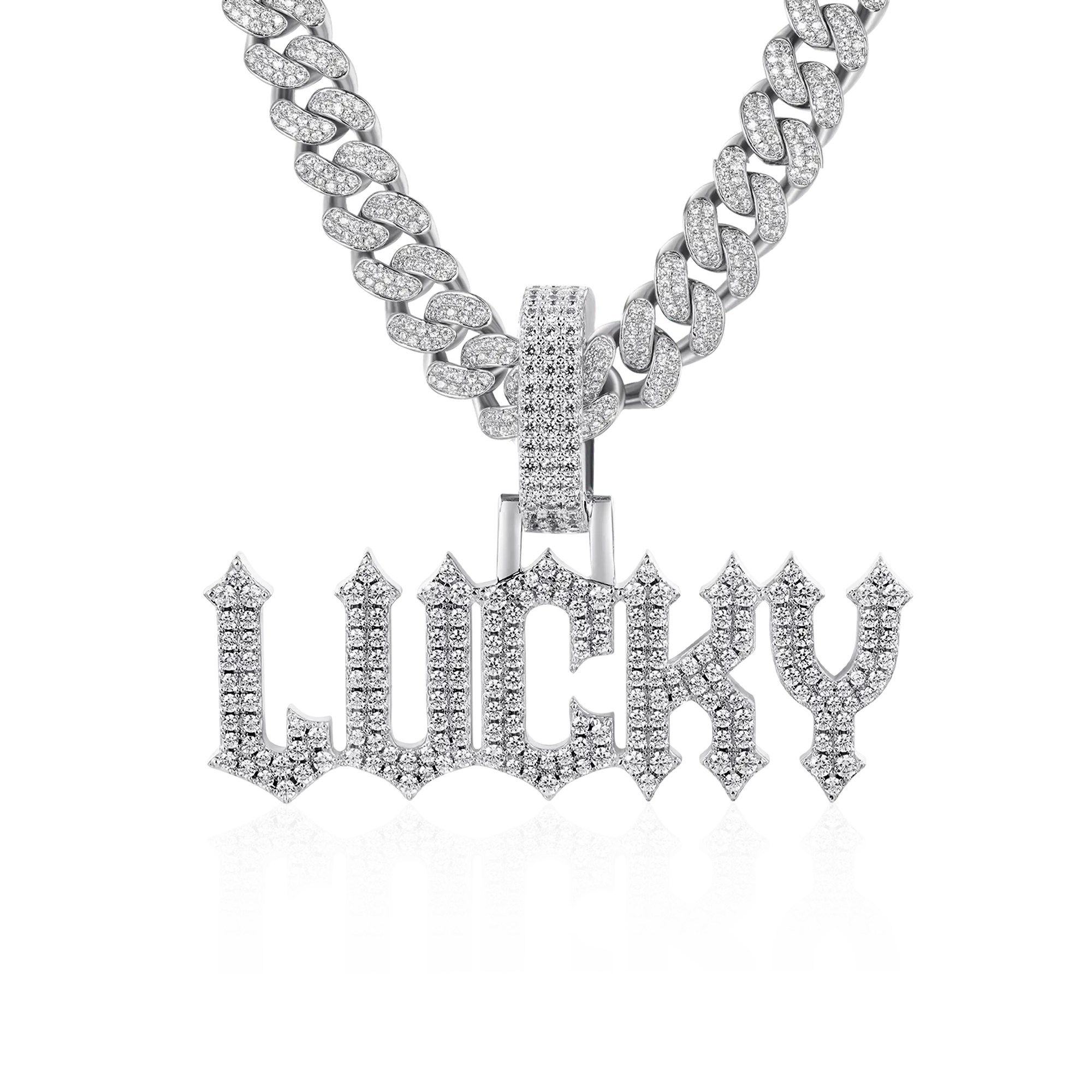 Custom Moissanite Gothic Font Letter/Number Gold Name Pendant