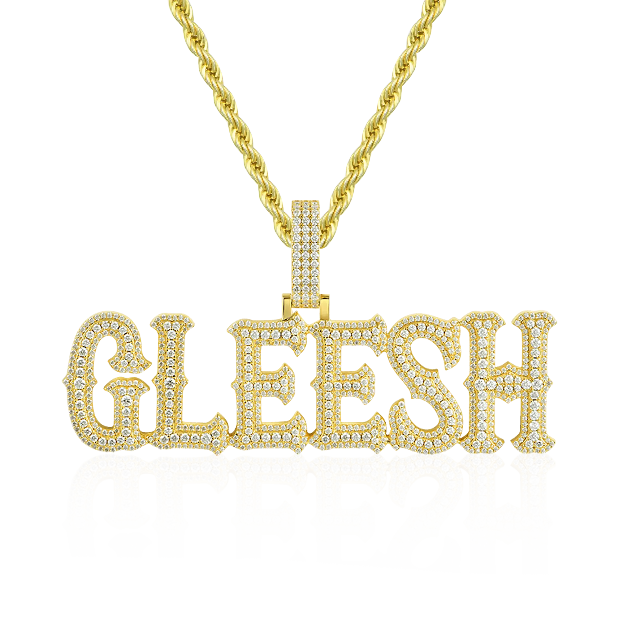 Custom Moissanite Bosox Font/Number Gold Name Pendant