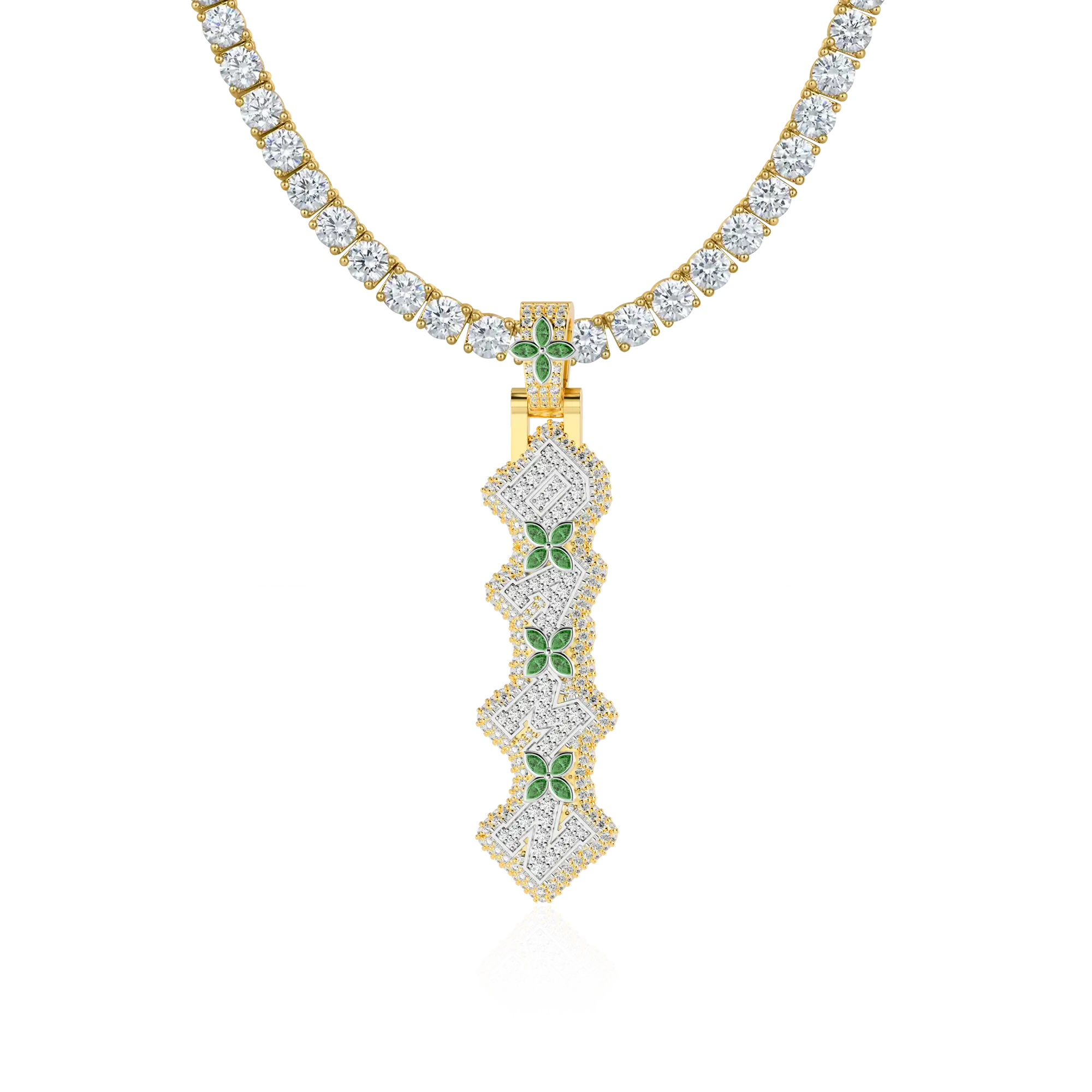 Custom 3D Four-Leaf Clover Font Pendant