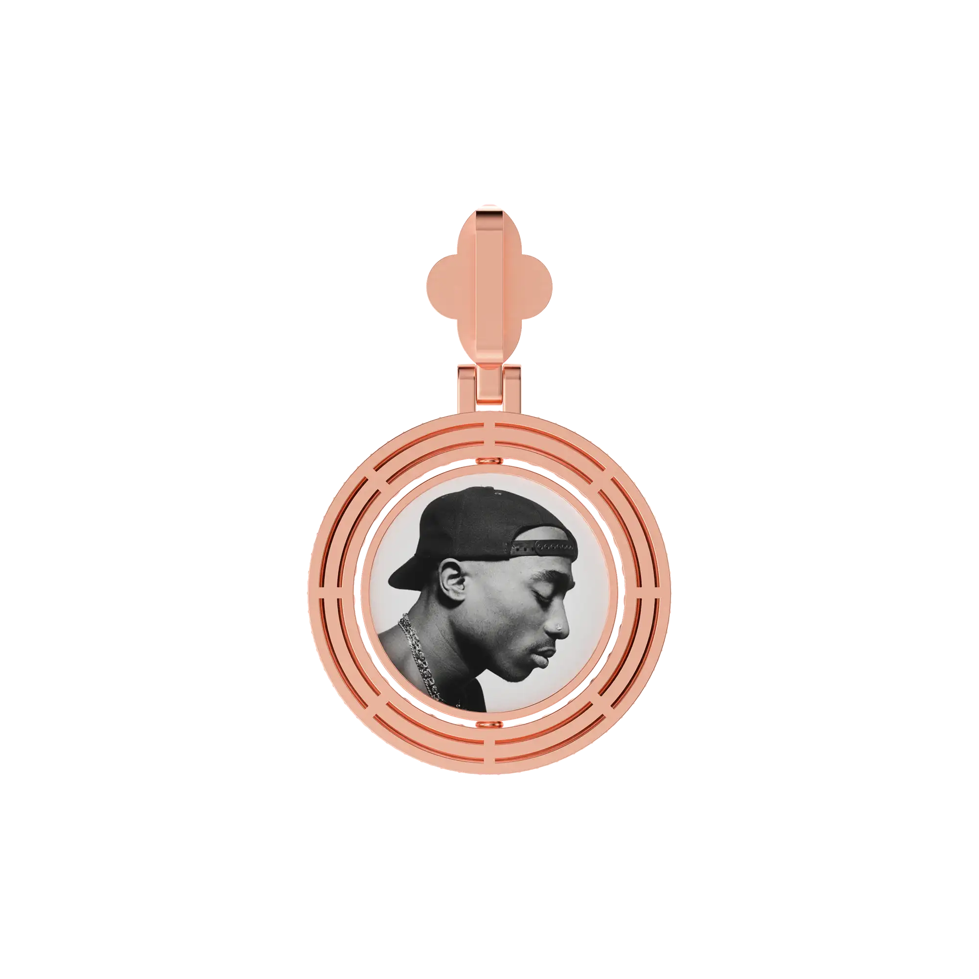 Custom Round Encrusted Photo Pendant