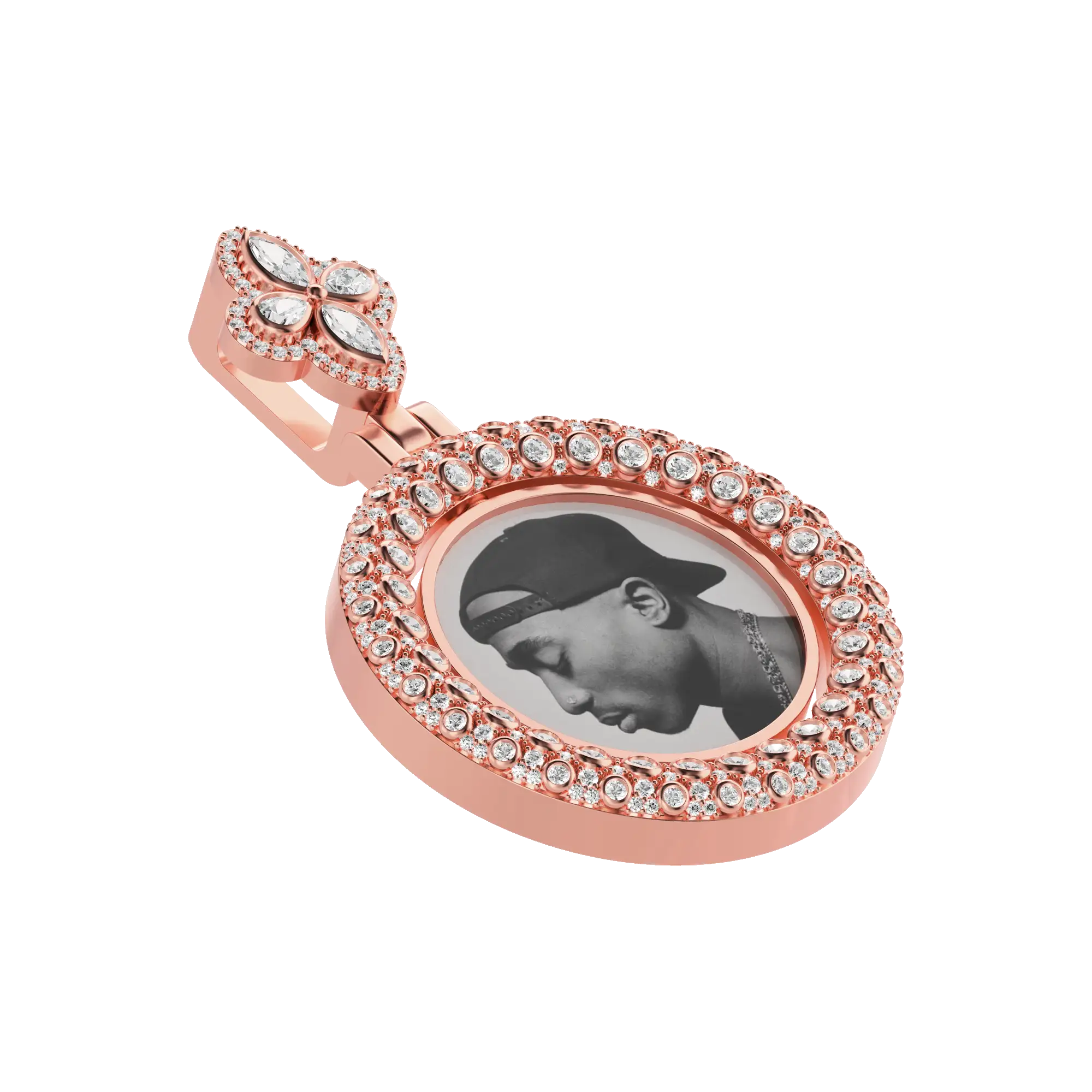 Custom Round Encrusted Photo Pendant
