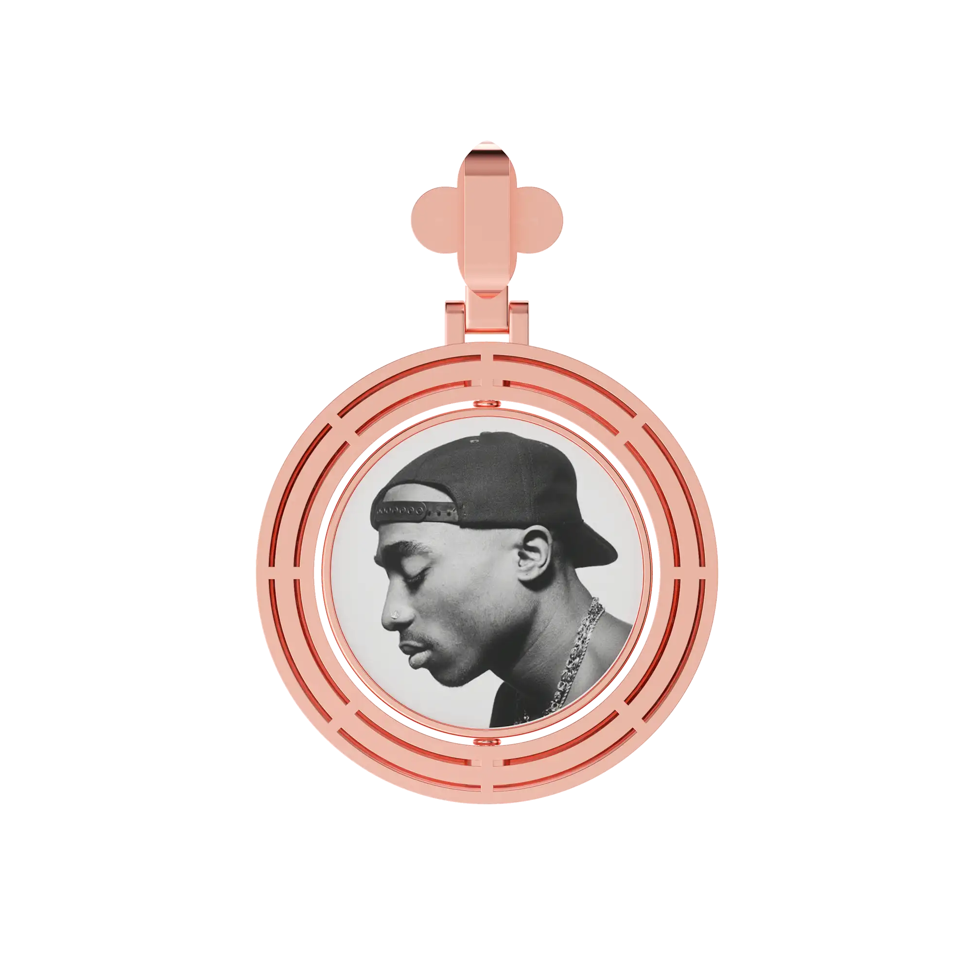 Custom Round Encrusted Photo Pendant