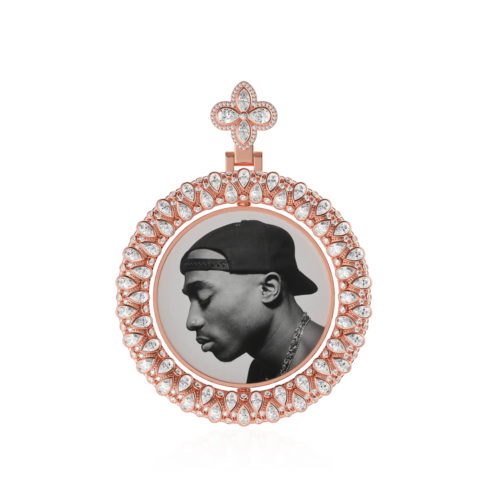 Custom Round Encrusted Photo Pendant