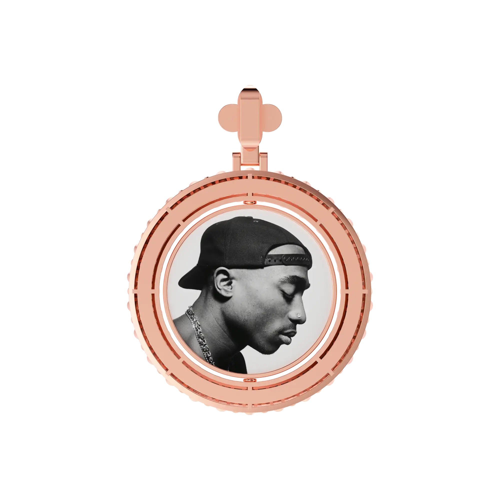 Custom Round Encrusted Photo Pendant