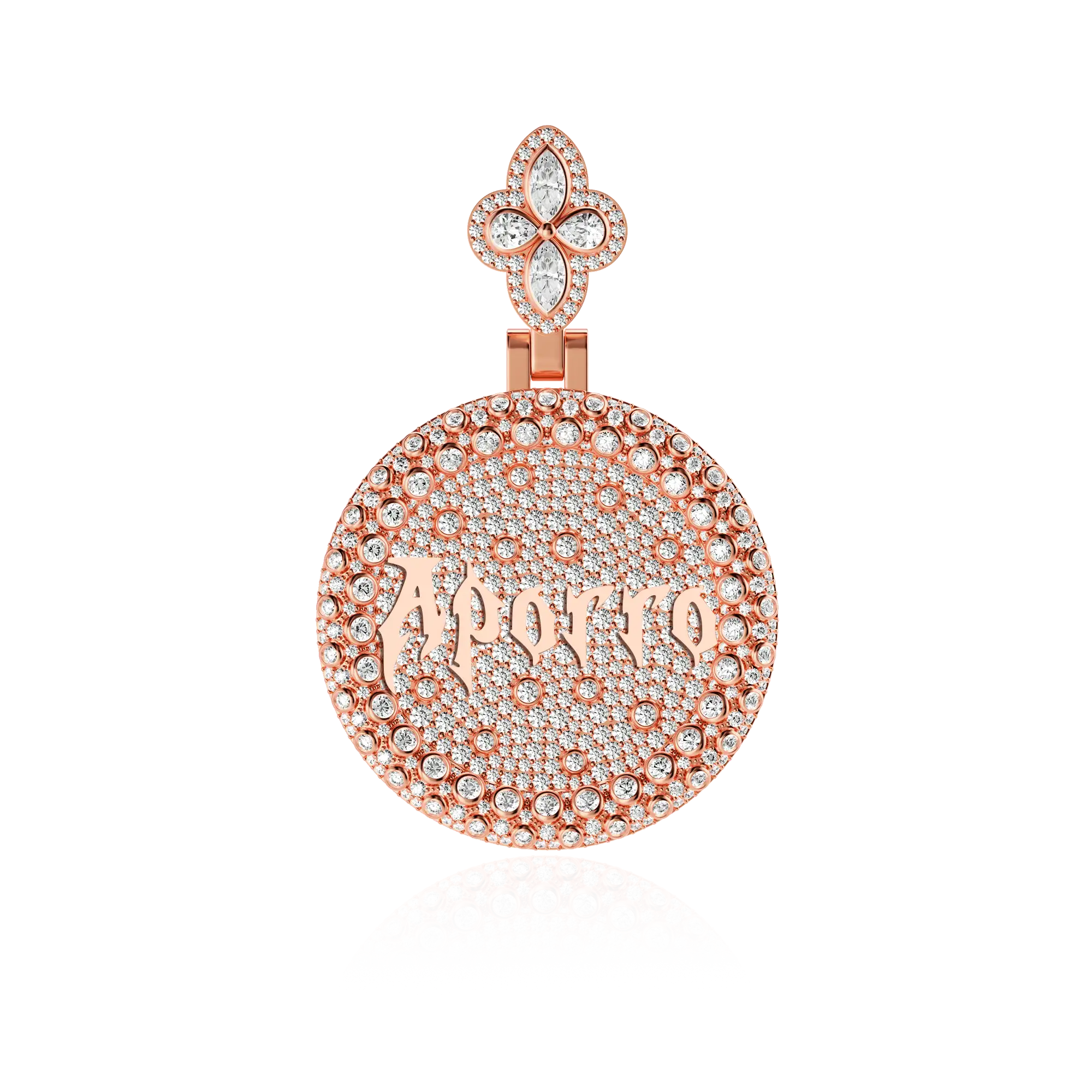 Custom Full Iced Round Bezel Set Pendant