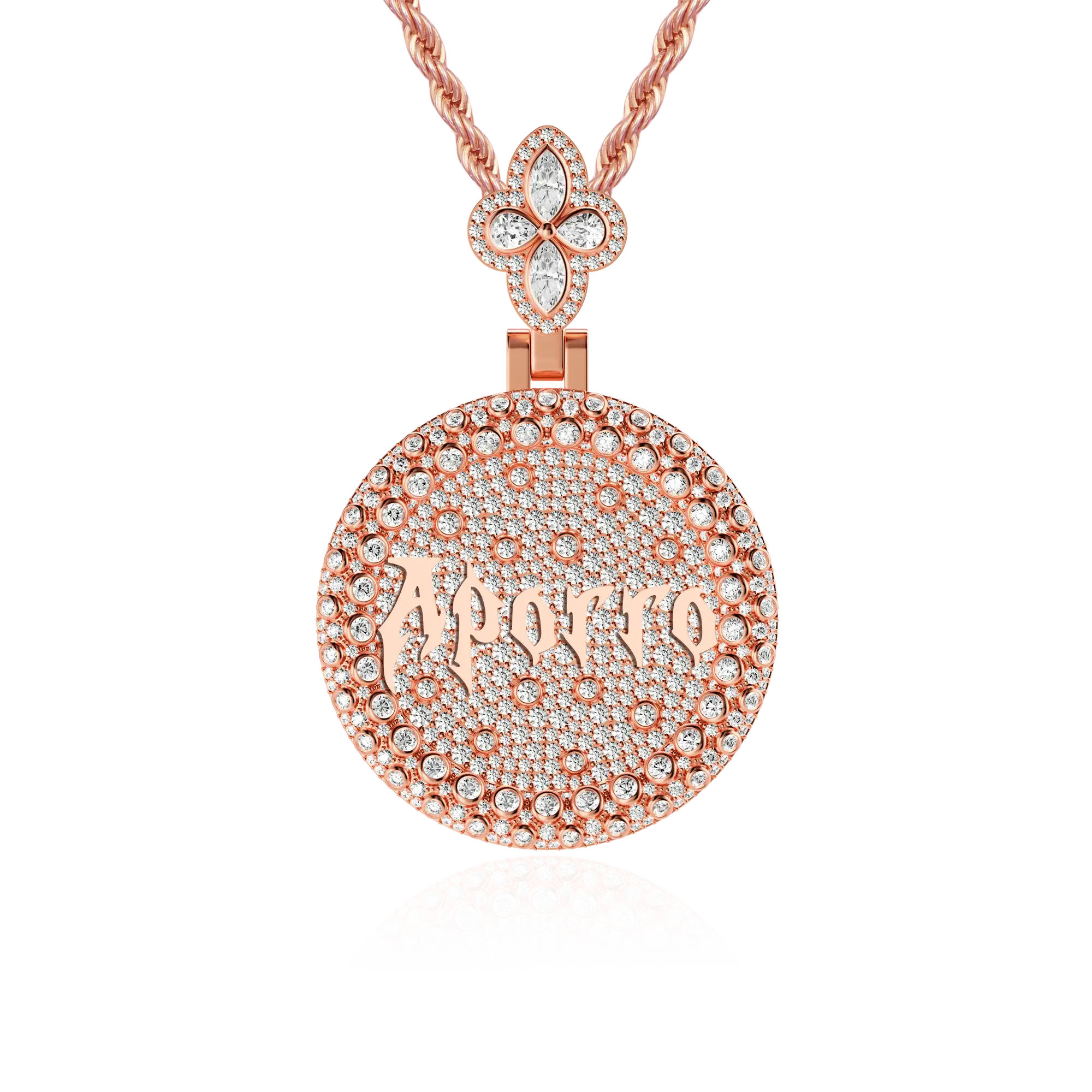 Custom Full Iced Round Bezel Set Pendant