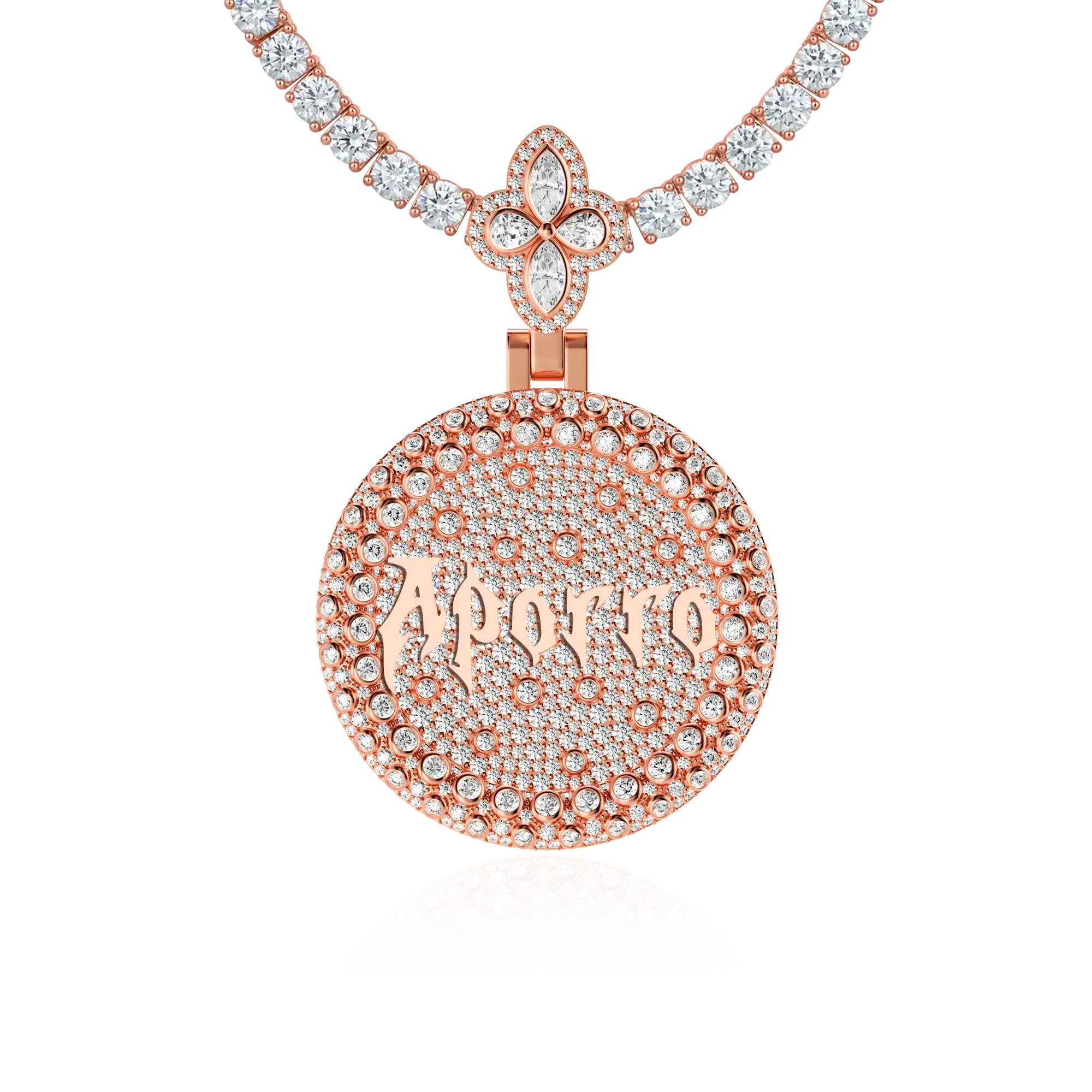 Custom Full Iced Round Bezel Set Pendant