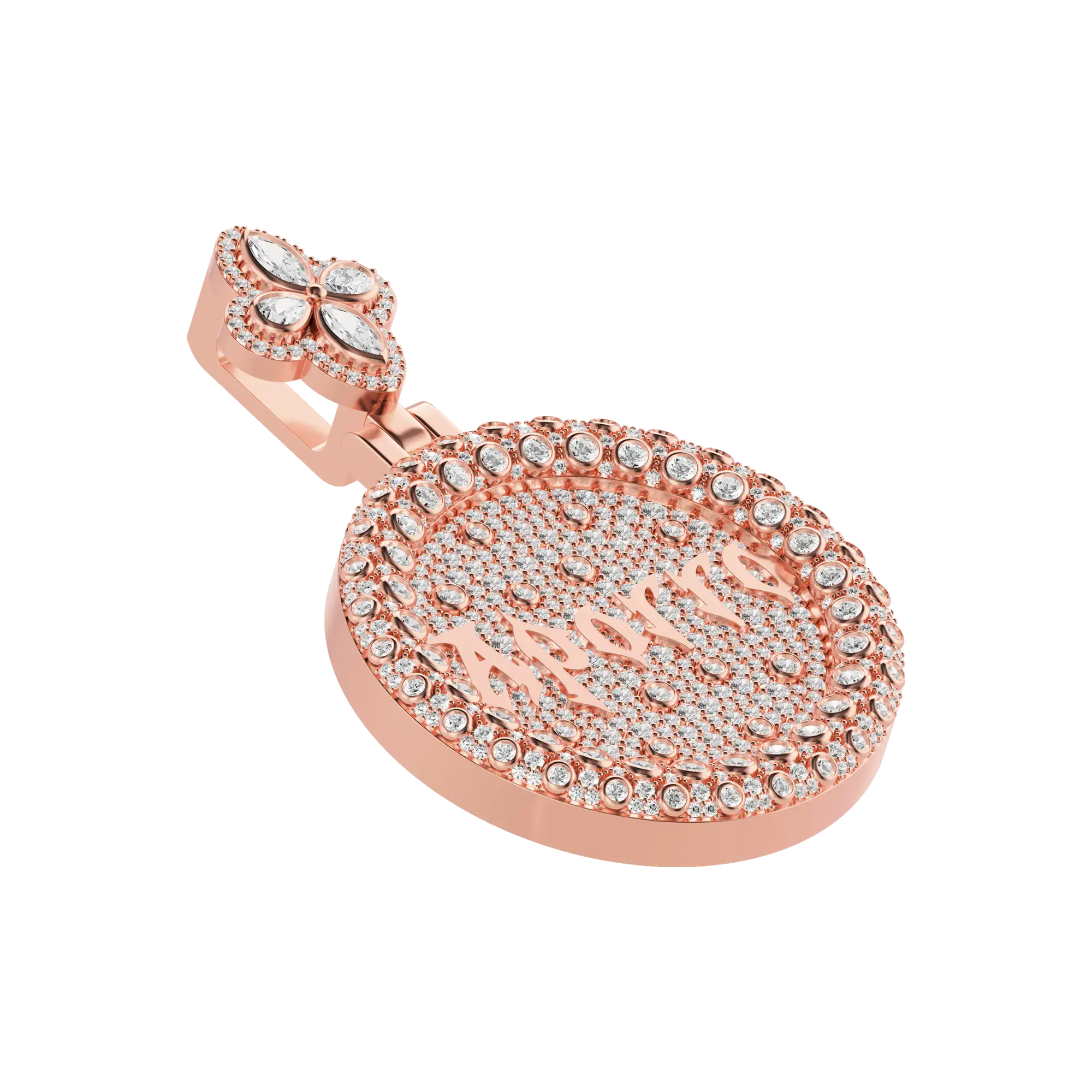 Custom Full Iced Round Bezel Set Pendant