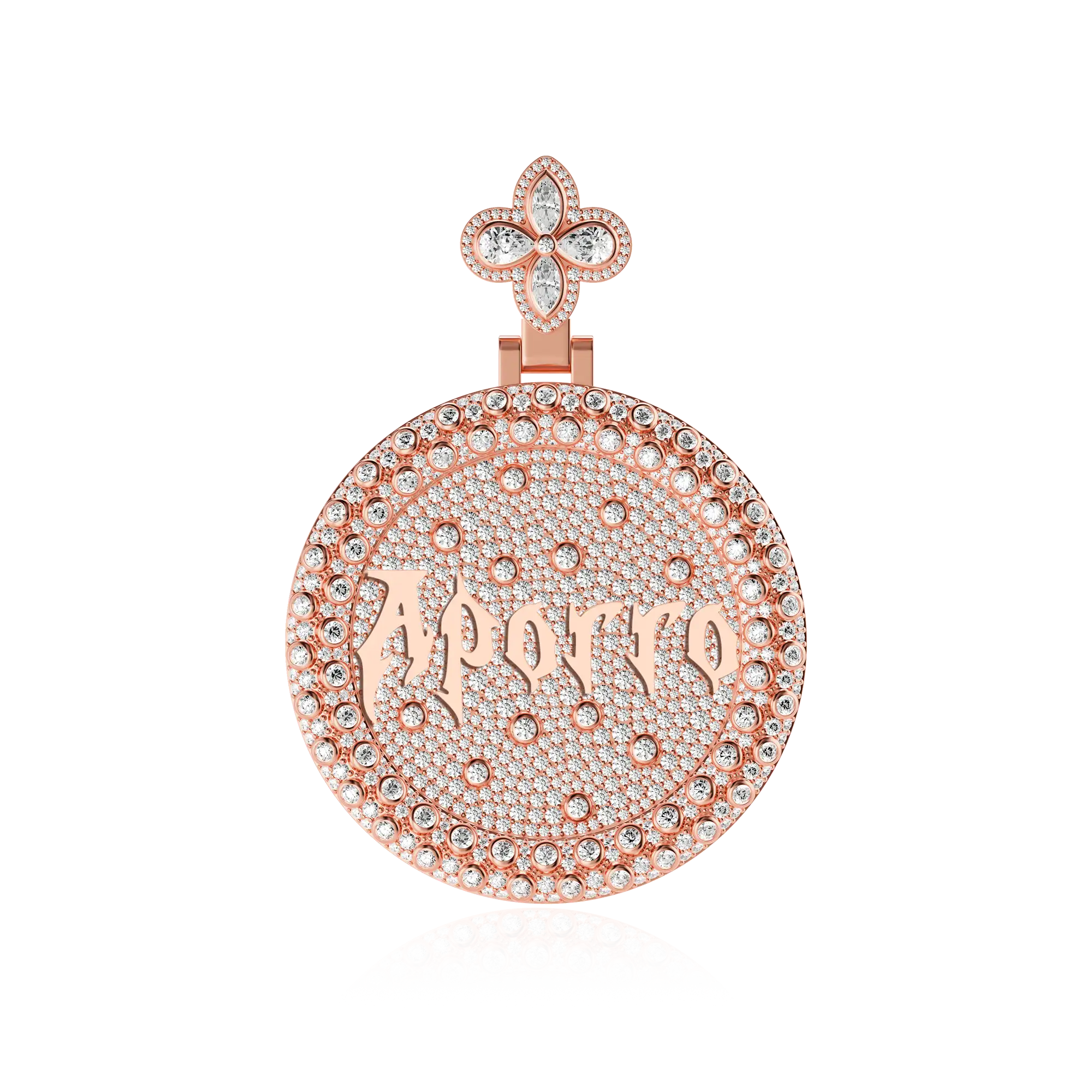 Custom Full Iced Round Bezel Set Pendant