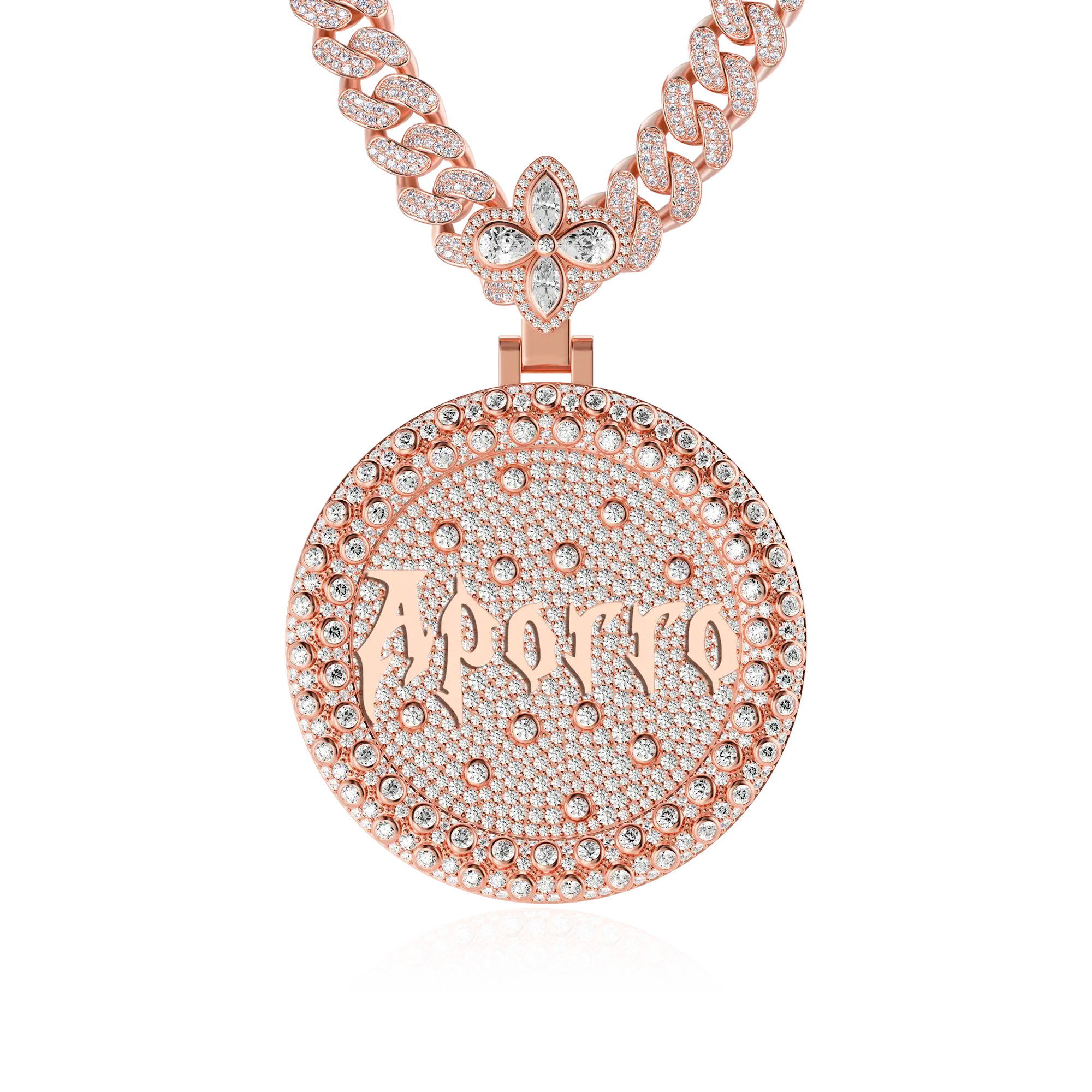 Custom Full Iced Round Bezel Set Pendant