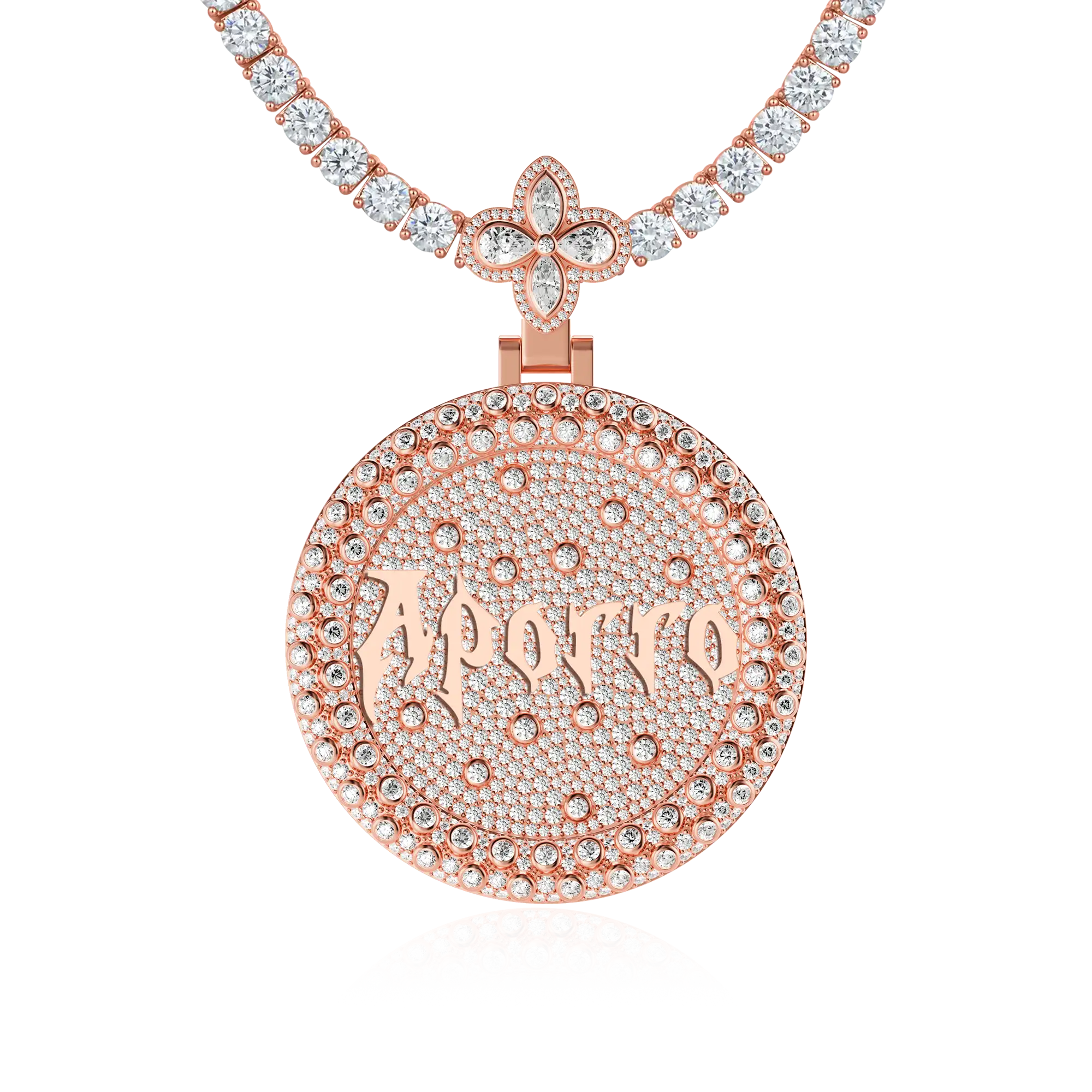 Custom Full Iced Round Bezel Set Pendant