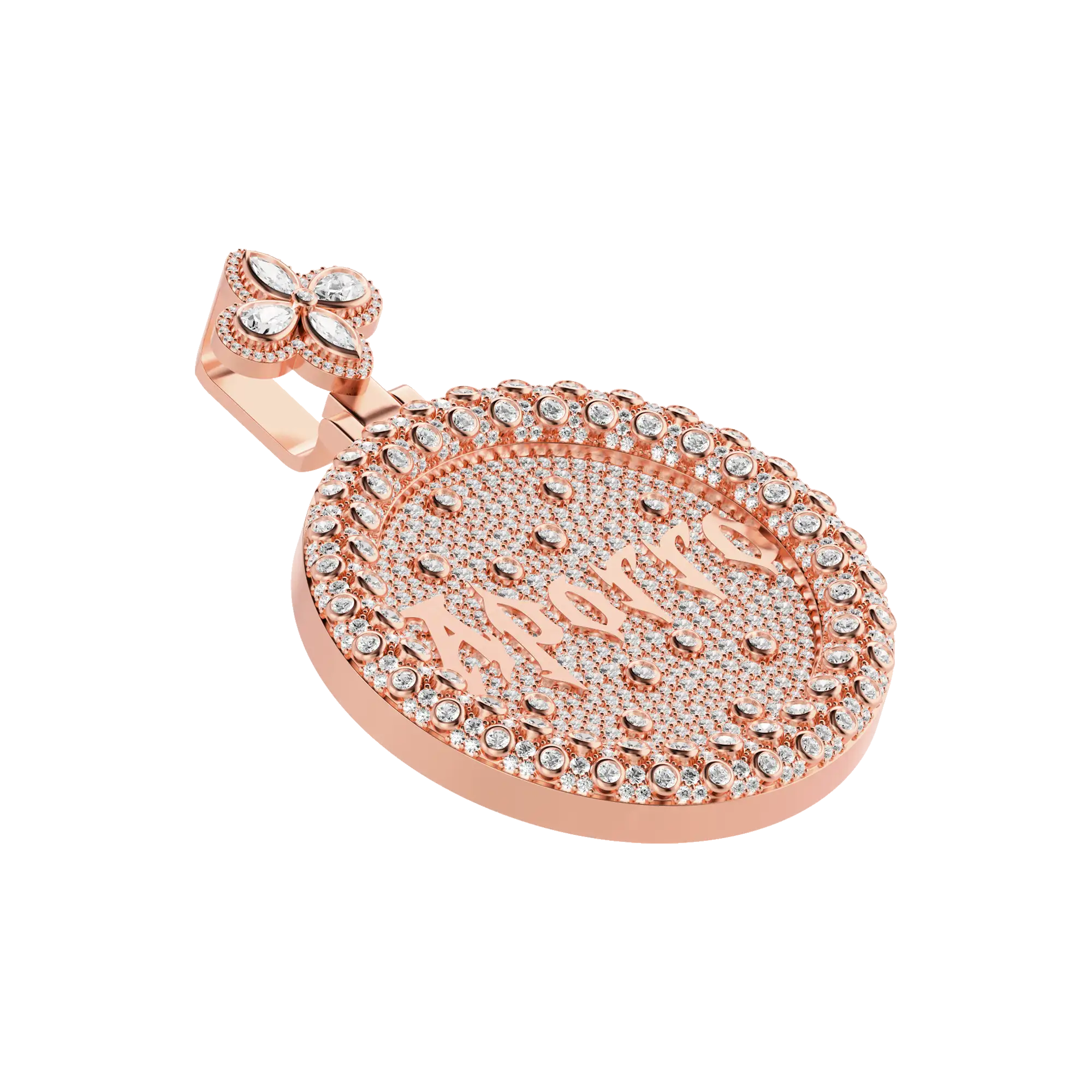 Custom Full Iced Round Bezel Set Pendant