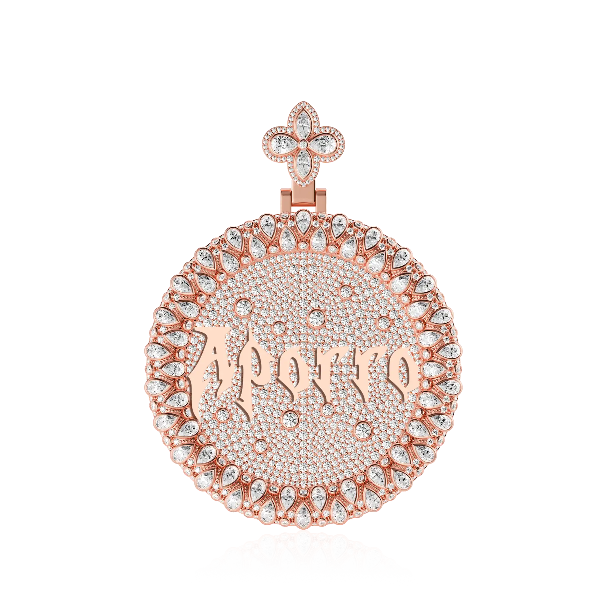 Custom Full Iced Round Bezel Set Pendant