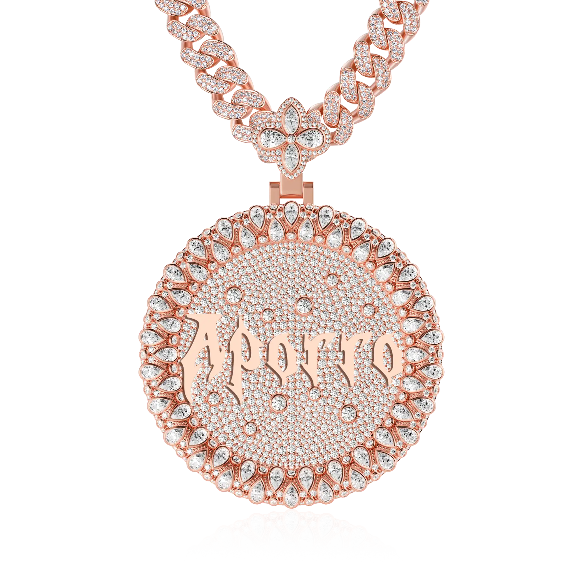 Custom Full Iced Round Bezel Set Pendant