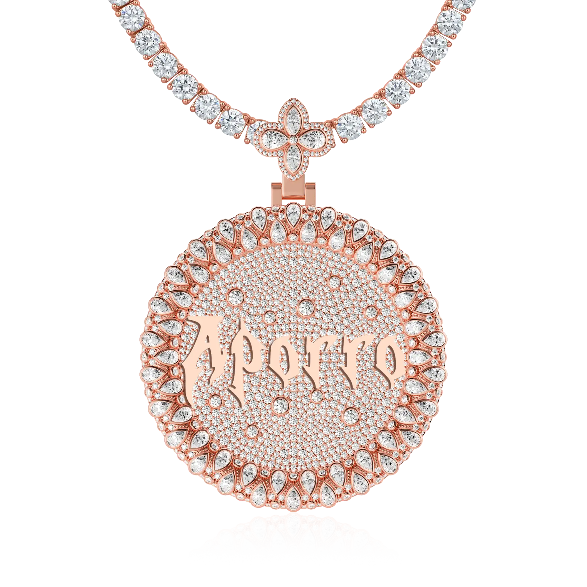 Custom Full Iced Round Bezel Set Pendant