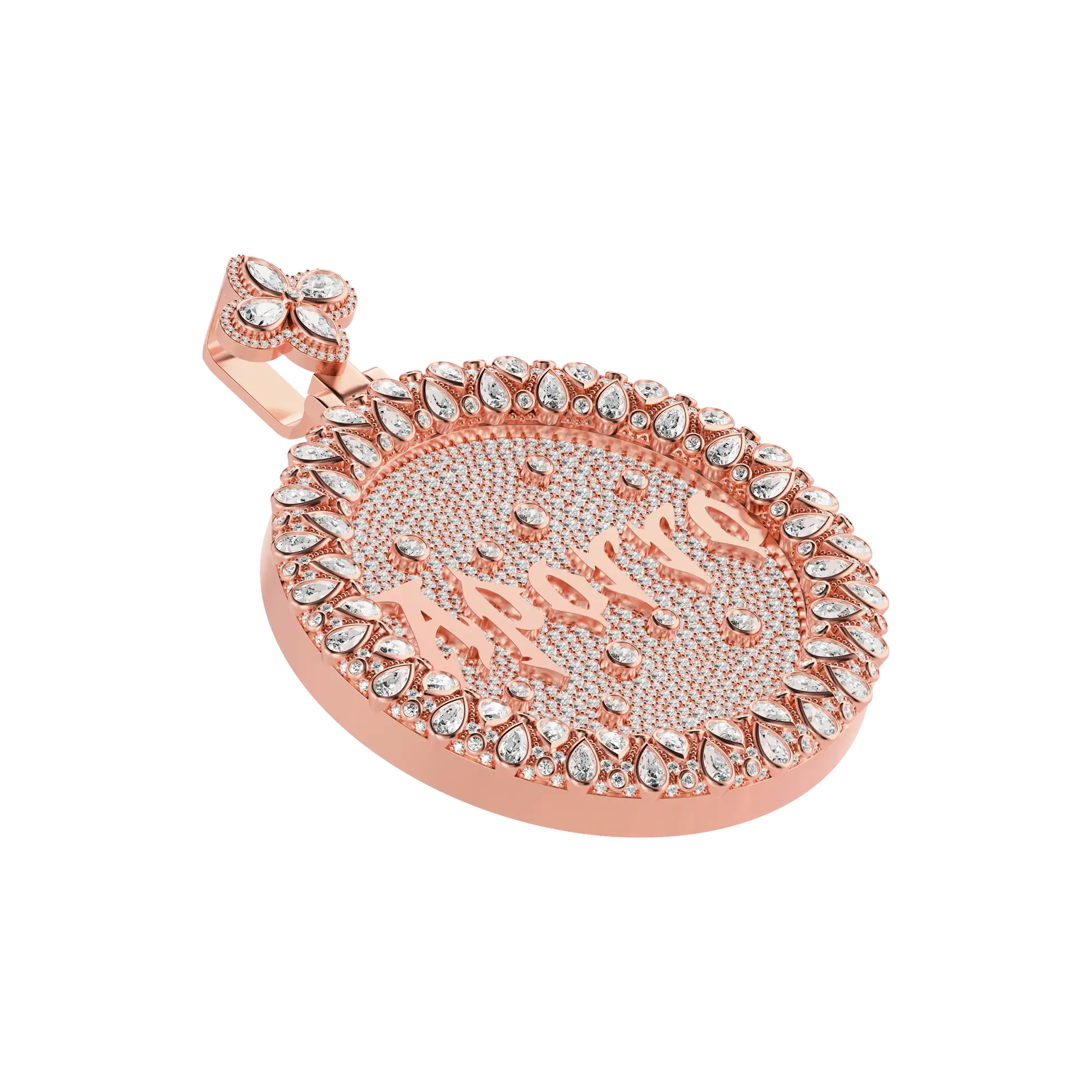 Custom Full Iced Round Bezel Set Pendant