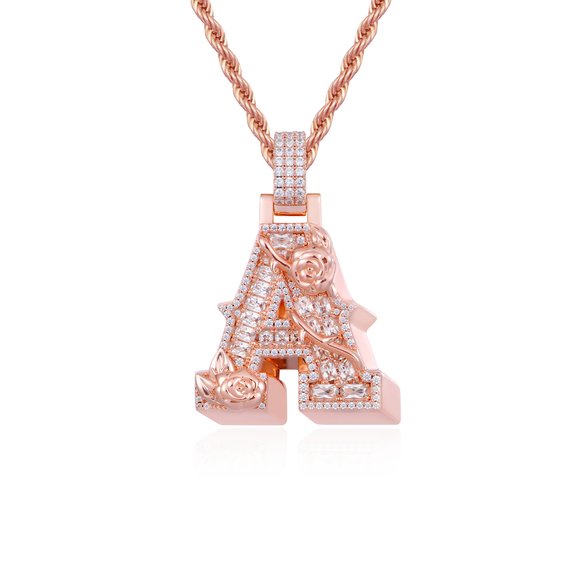 Custom Rose Font Pendant - Single Letter