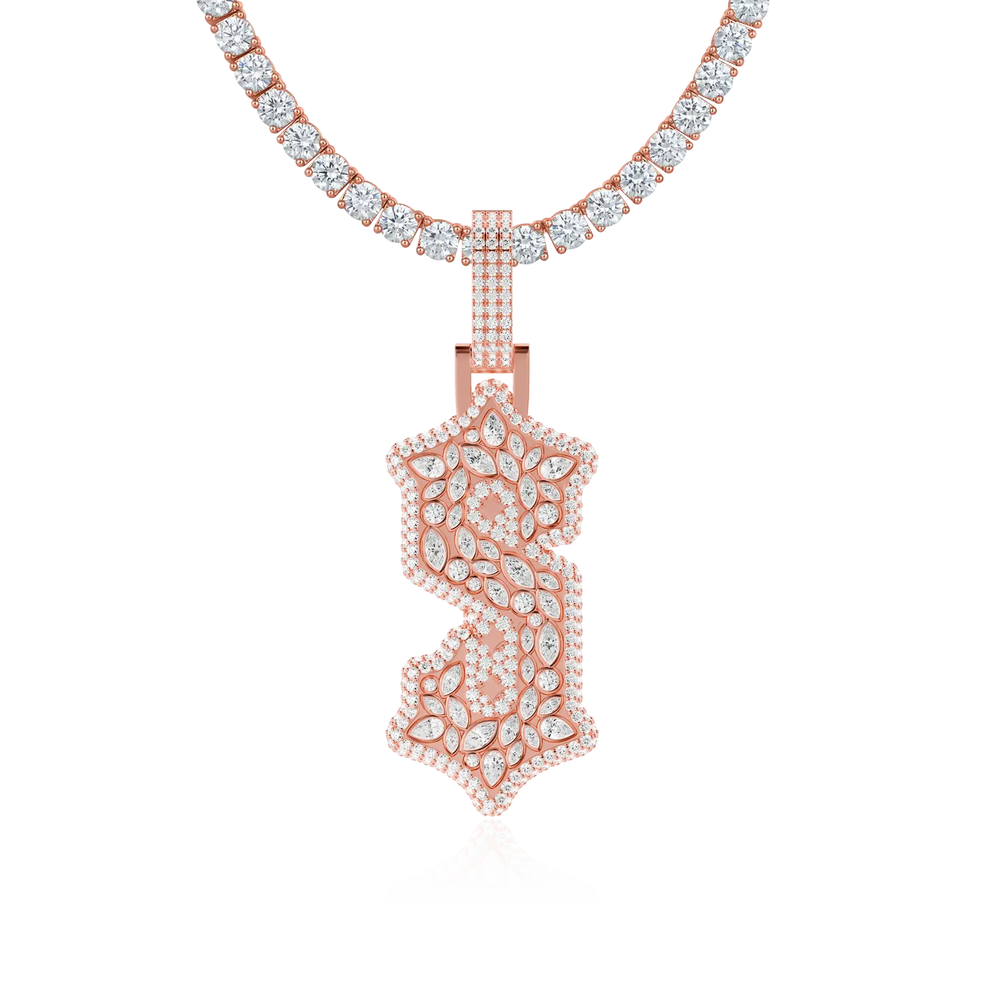 Custom Shaped Diamond Gothic Font Pendant - 51mm