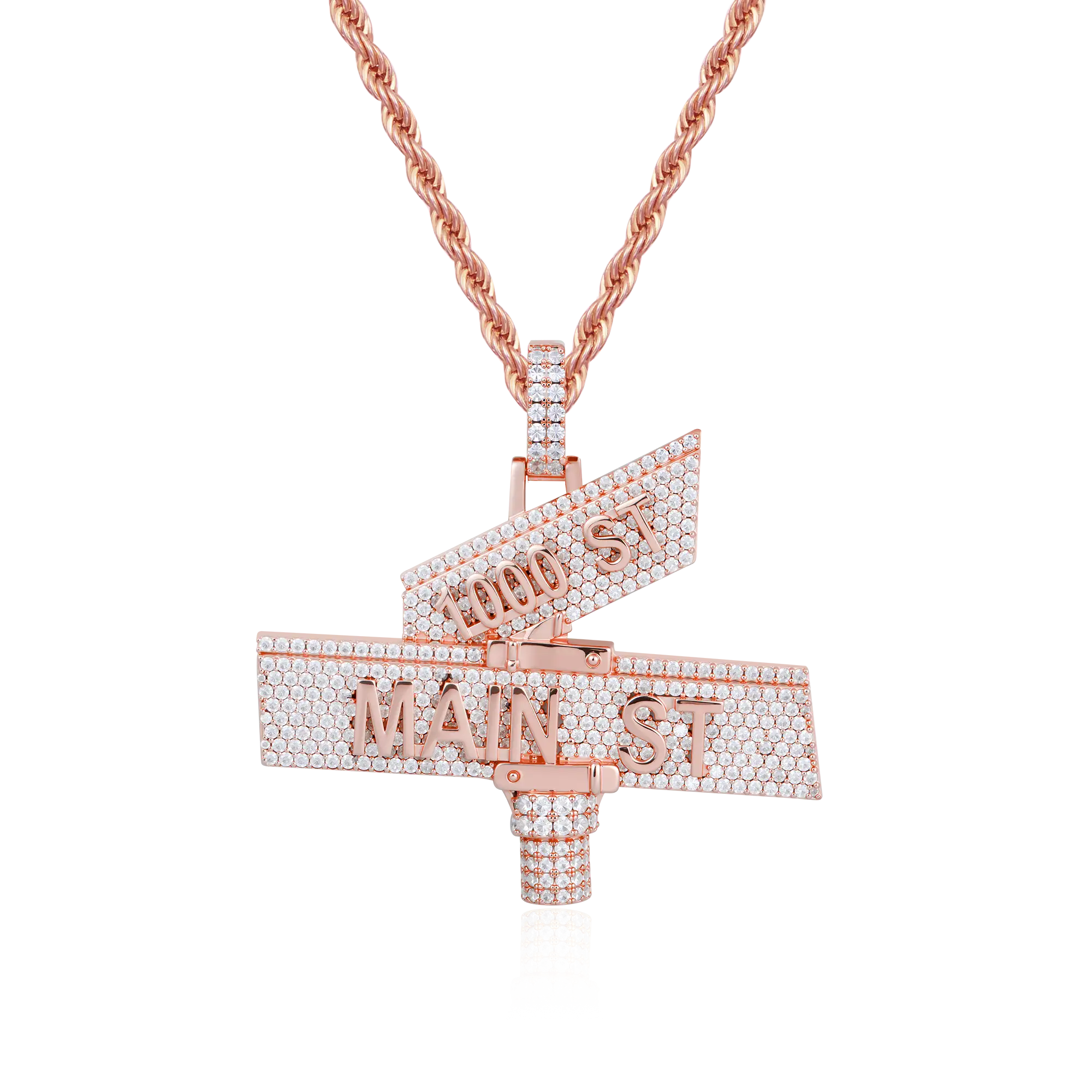 Custom White Iced Street Sign Pendant