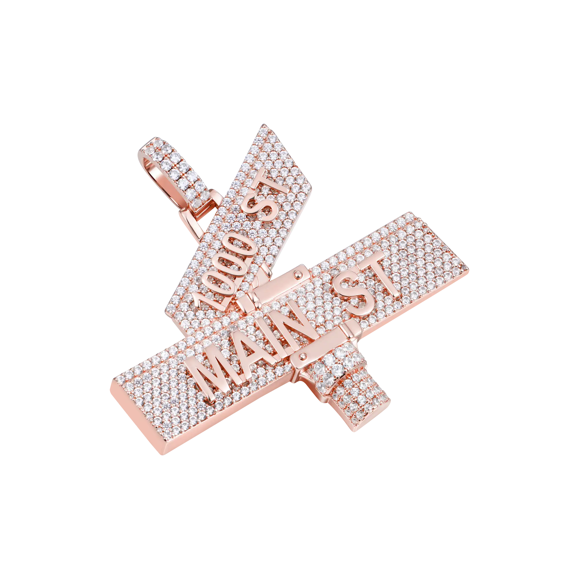 Custom White Iced Street Sign Pendant