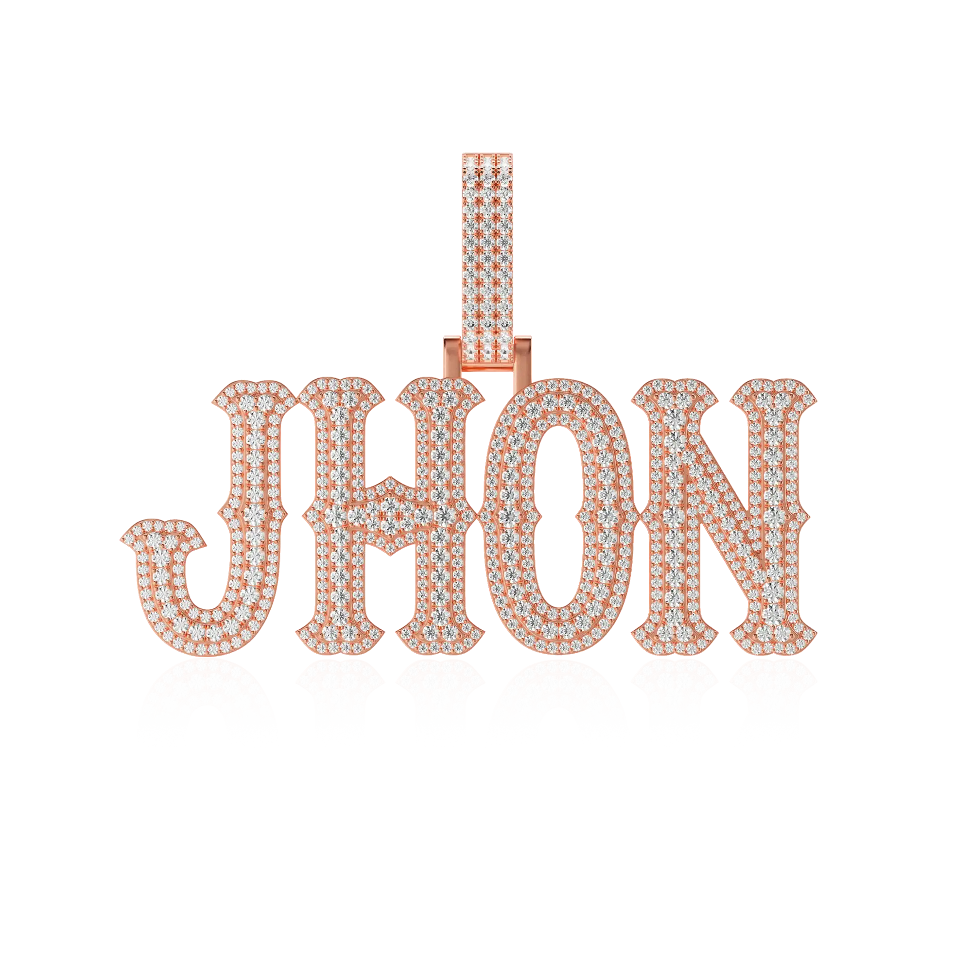 Custom Moissanite Bosox Font/Number Gold Name Pendant