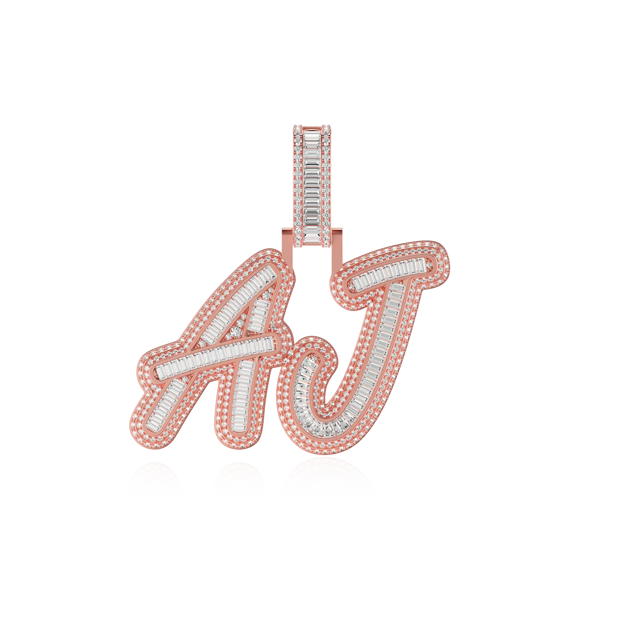 Custom Iced Out Multi-layer Baguette Font Pendant