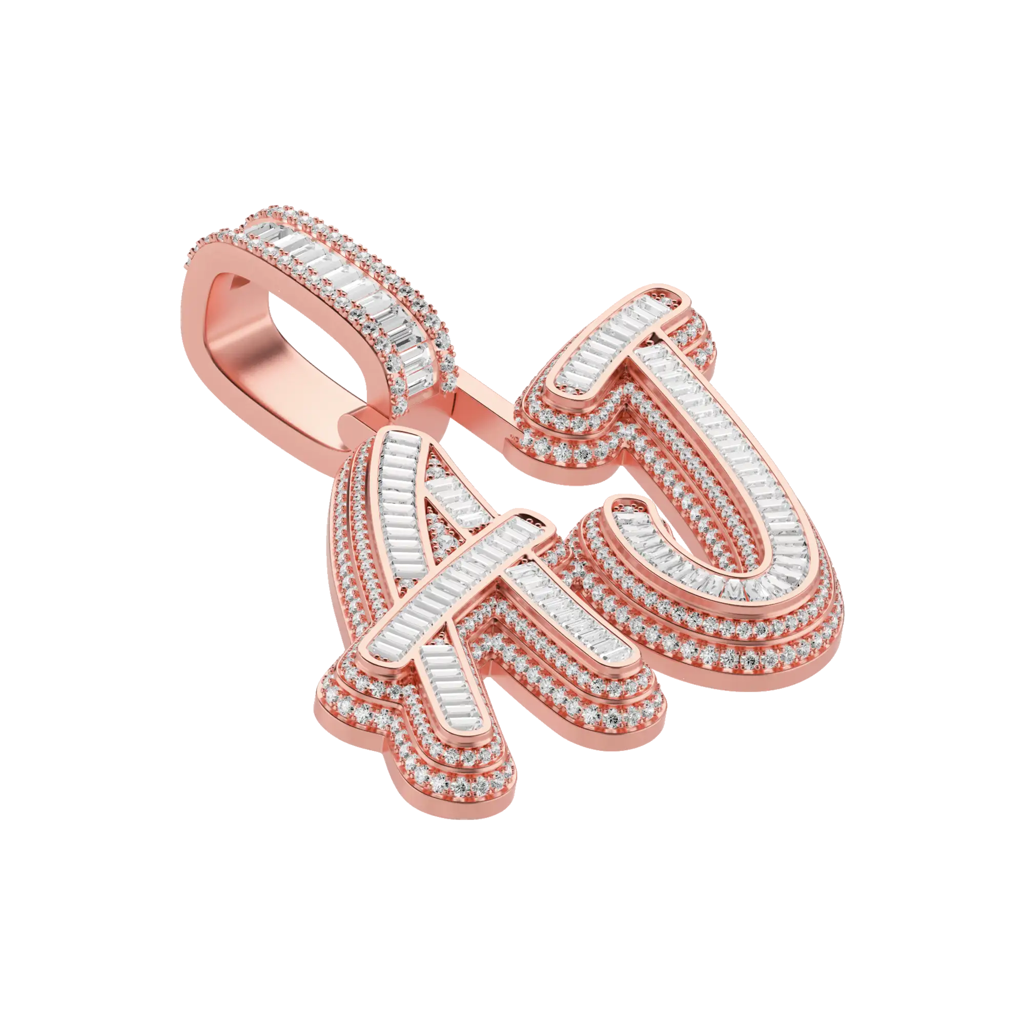 Custom Iced Out Multi-layer Baguette Font Pendant