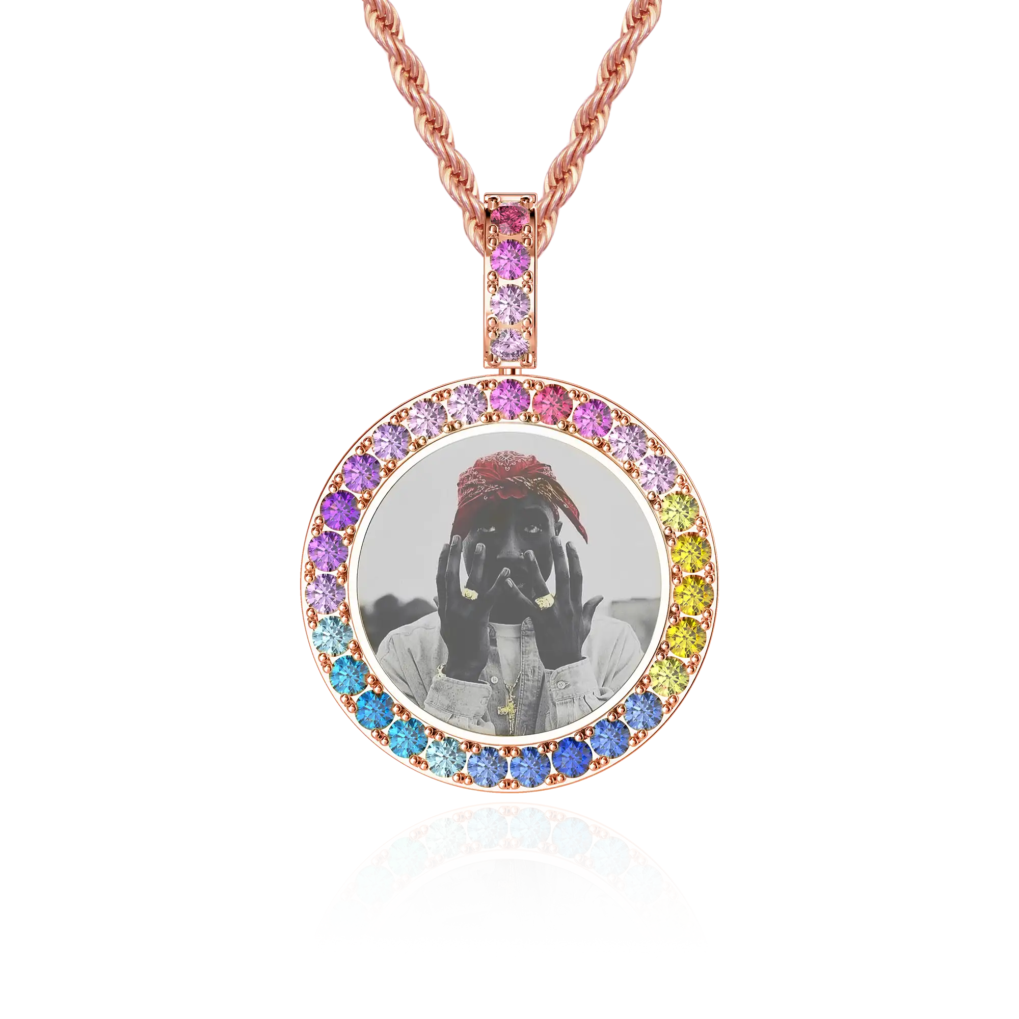 Custom Lab-Grown Gemstone Photo Pendant