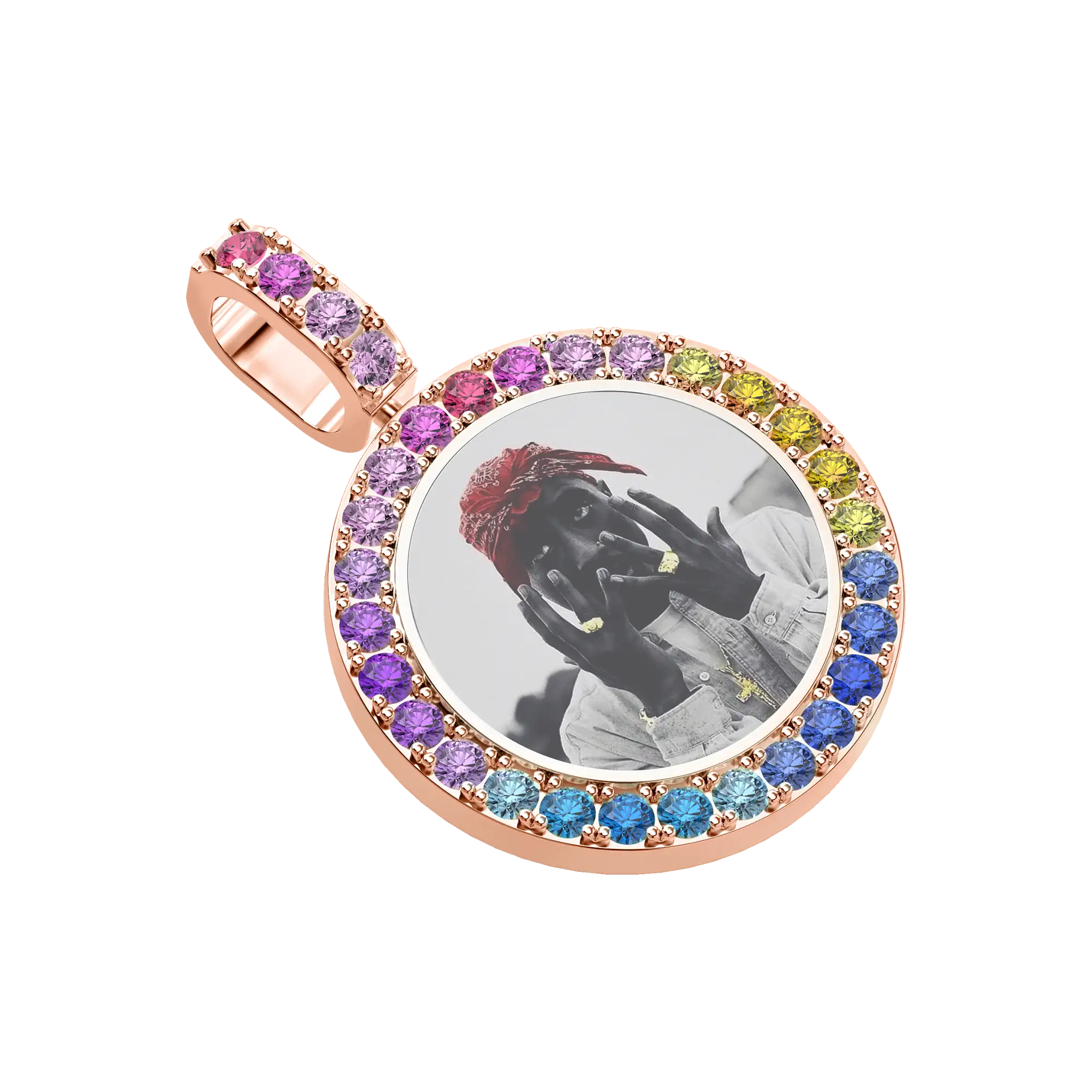 Custom Lab-Grown Gemstone Photo Pendant