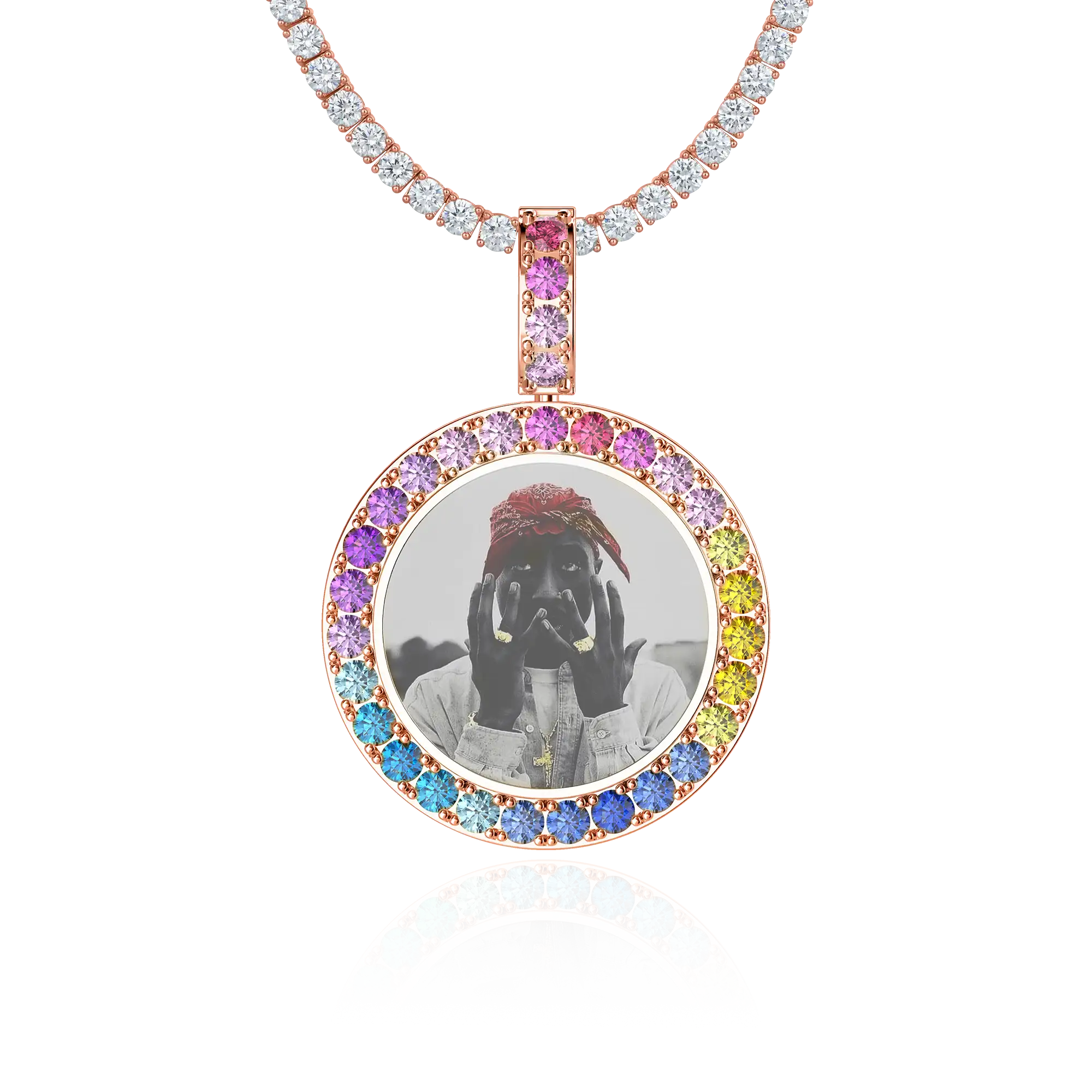 Custom Lab-Grown Gemstone Photo Pendant