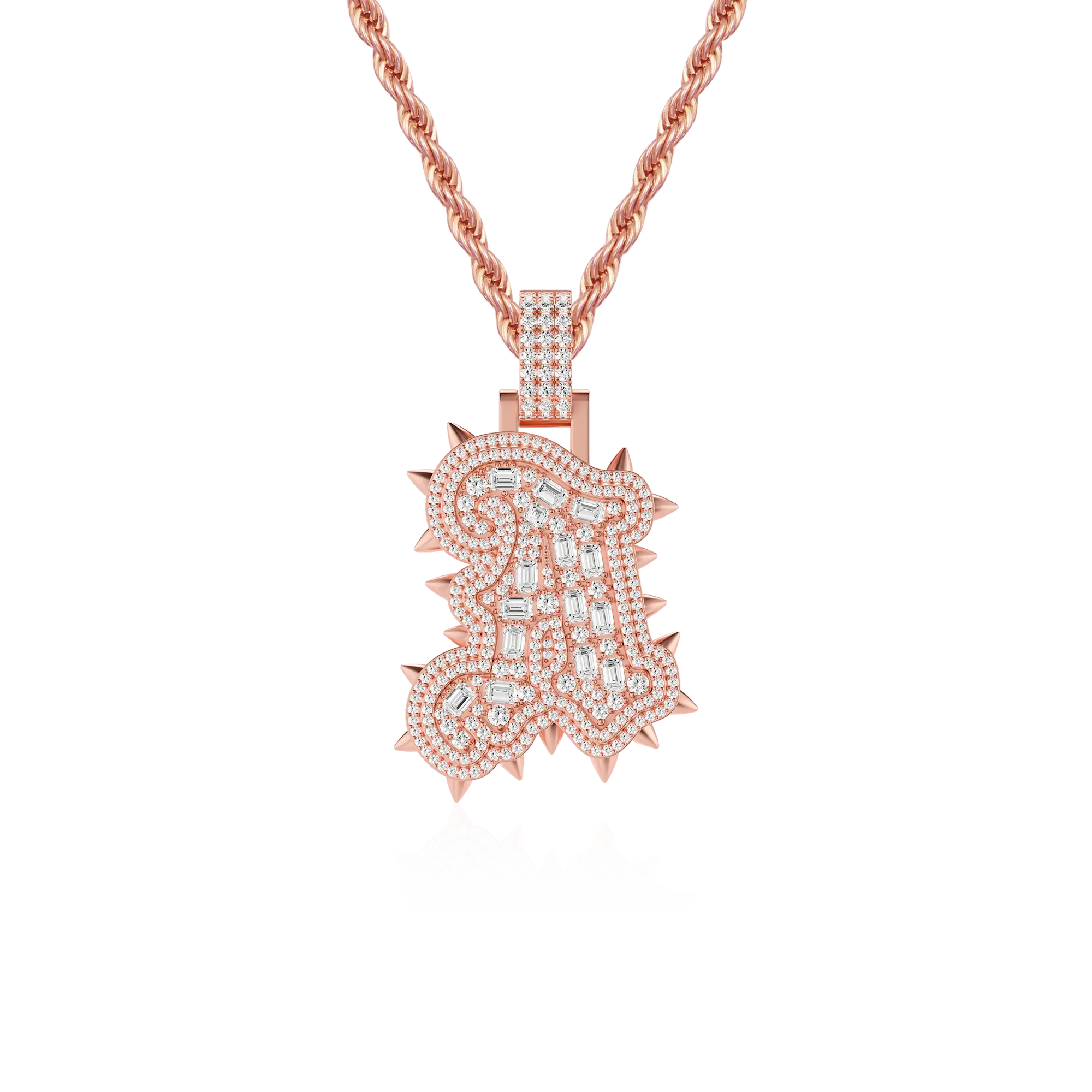 Custom Old English Willow Studded Font Pendant