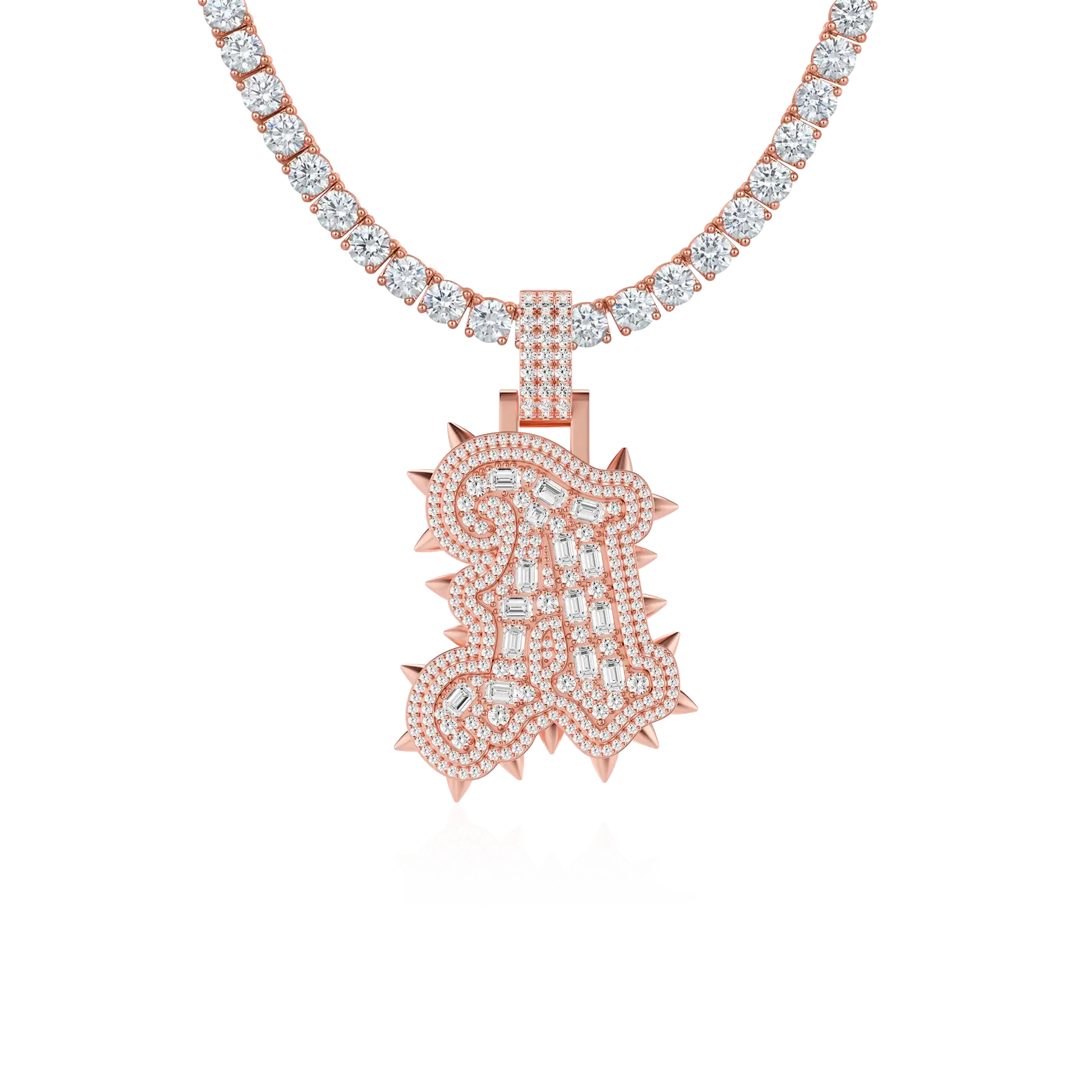 Custom Old English Willow Studded Font Pendant