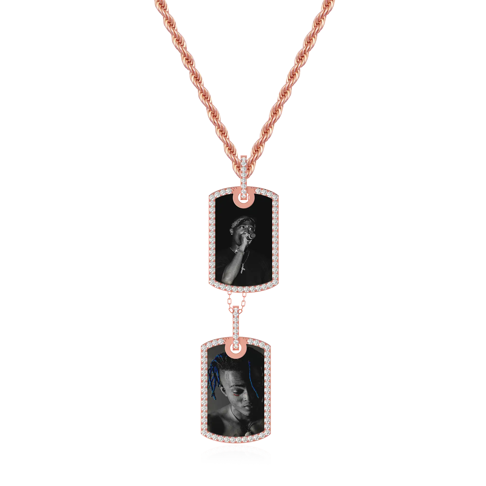 Custom Double Dog Tag Photo Frame Pendant