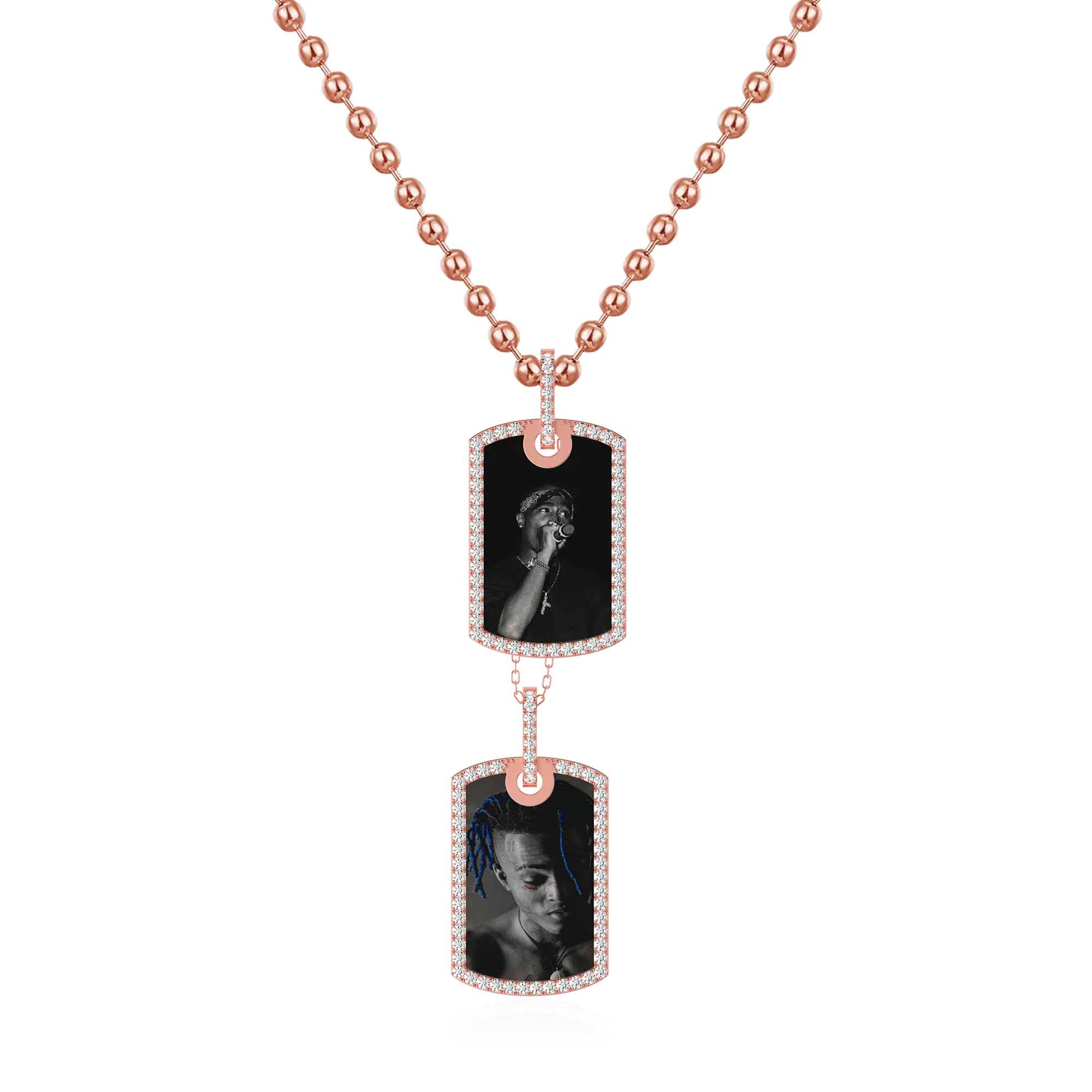 Custom Double Dog Tag Photo Frame Pendant