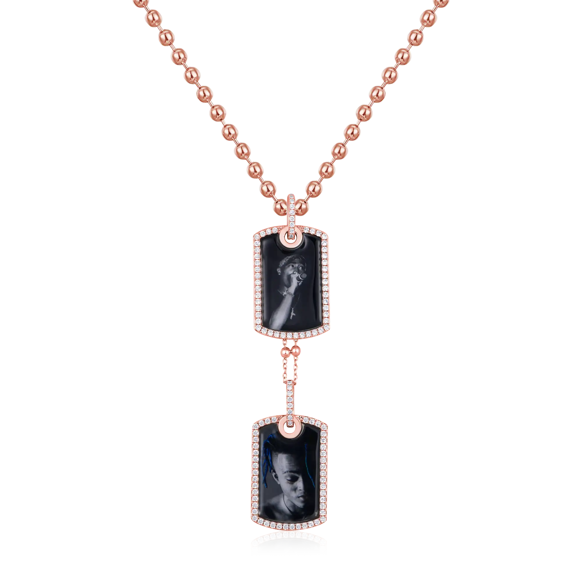 Custom Double Dog Tag Photo Frame Pendant