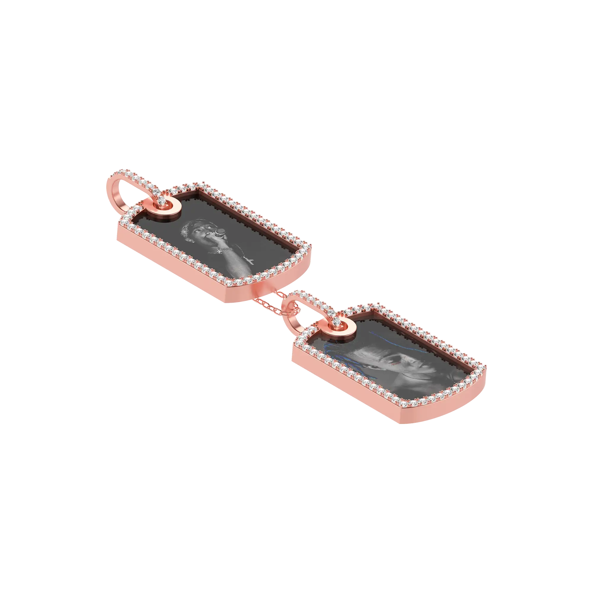 Custom Double Dog Tag Photo Frame Pendant