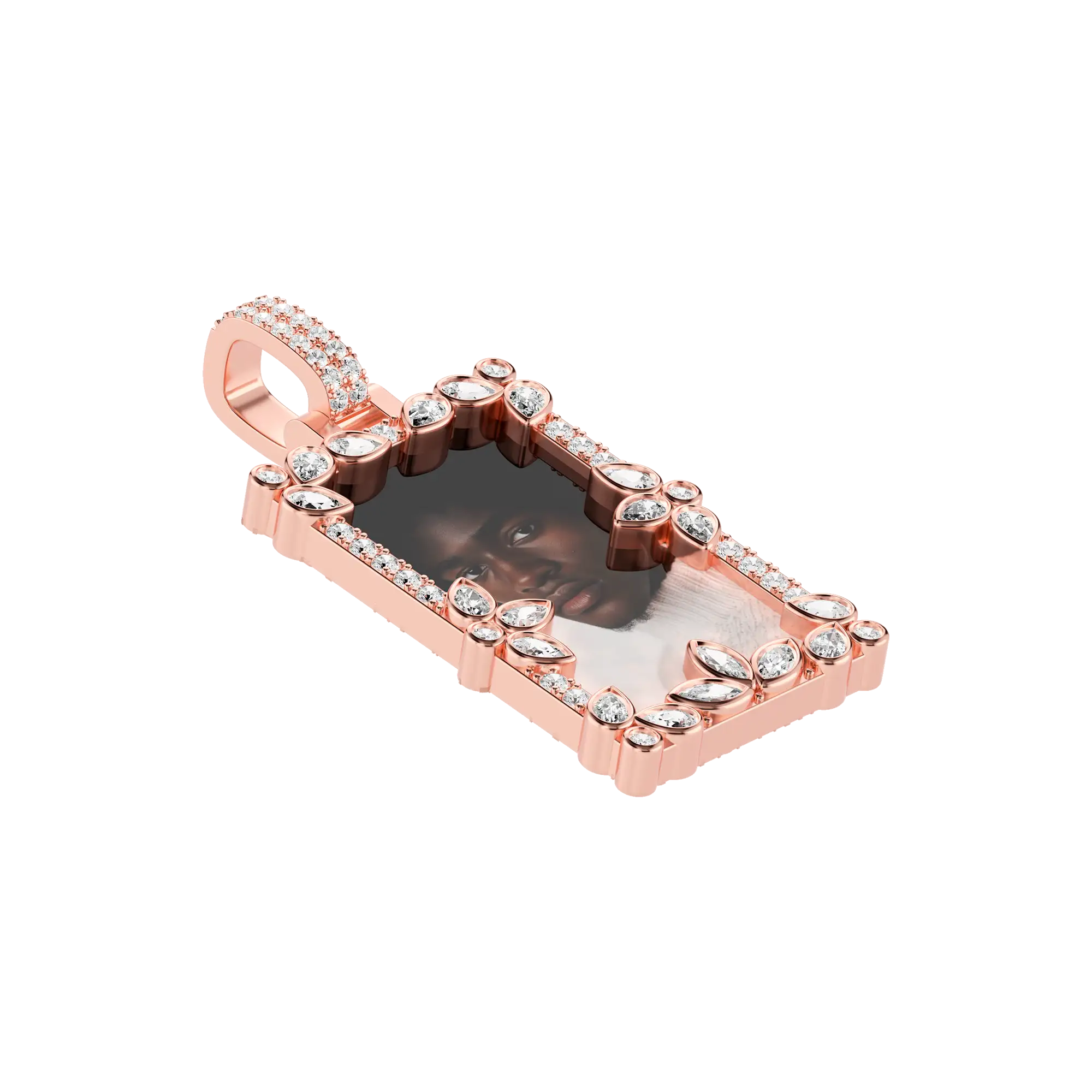 Custom Special Cut and Spliced Picture Frame Pendant