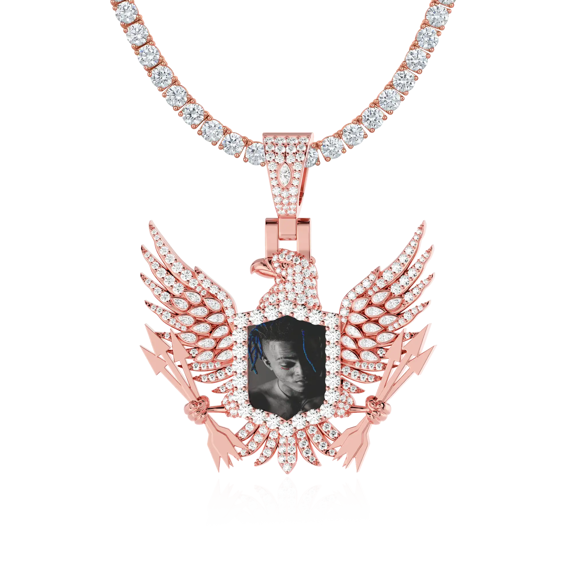Custom 3D Eagle Photo Frame Pendant