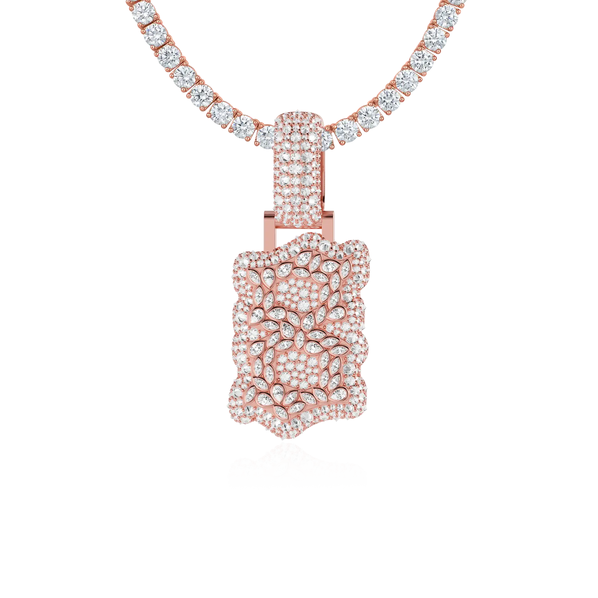 Custom Shaped Diamond Double-Layer Pendant - 35mm