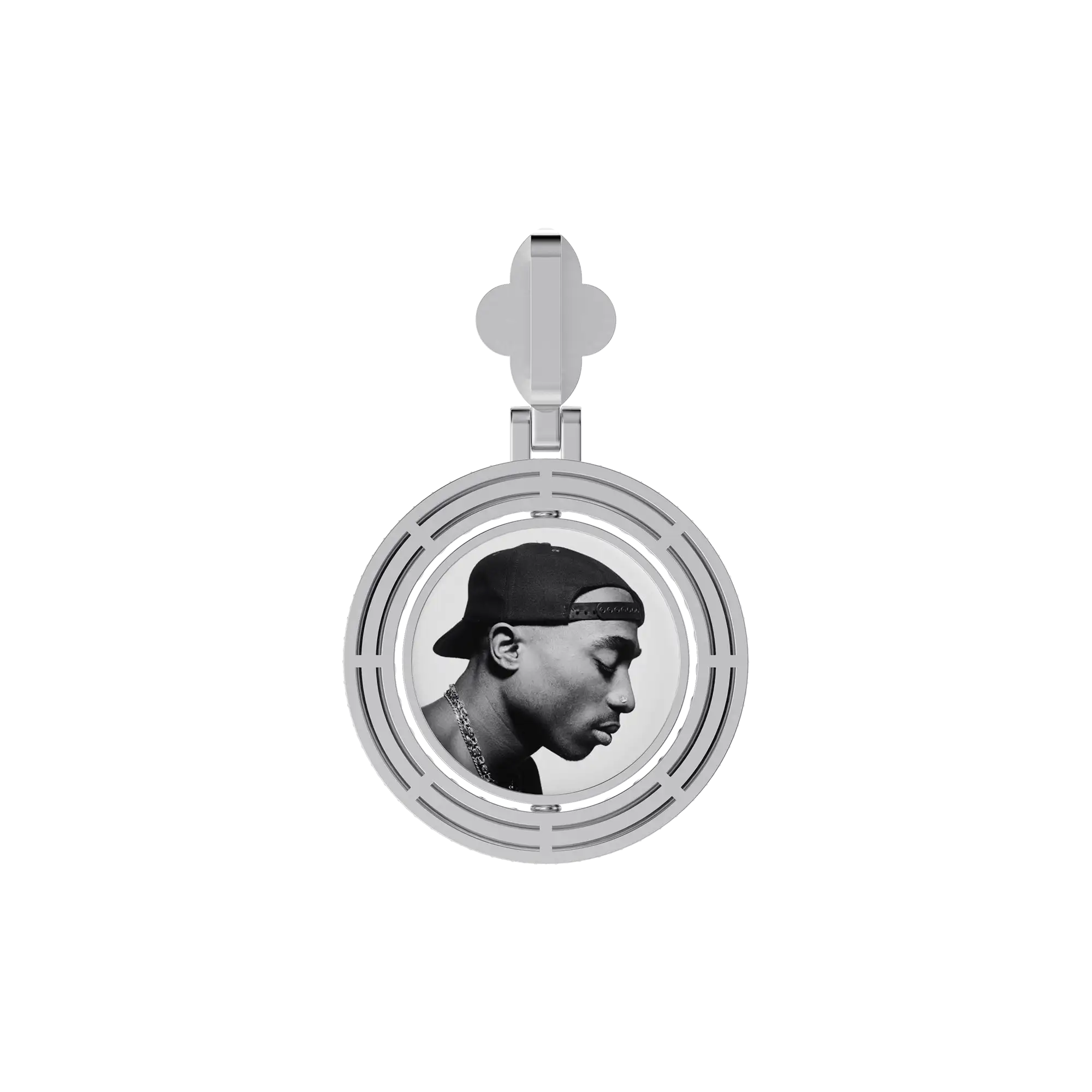 Custom Round Encrusted Photo Pendant