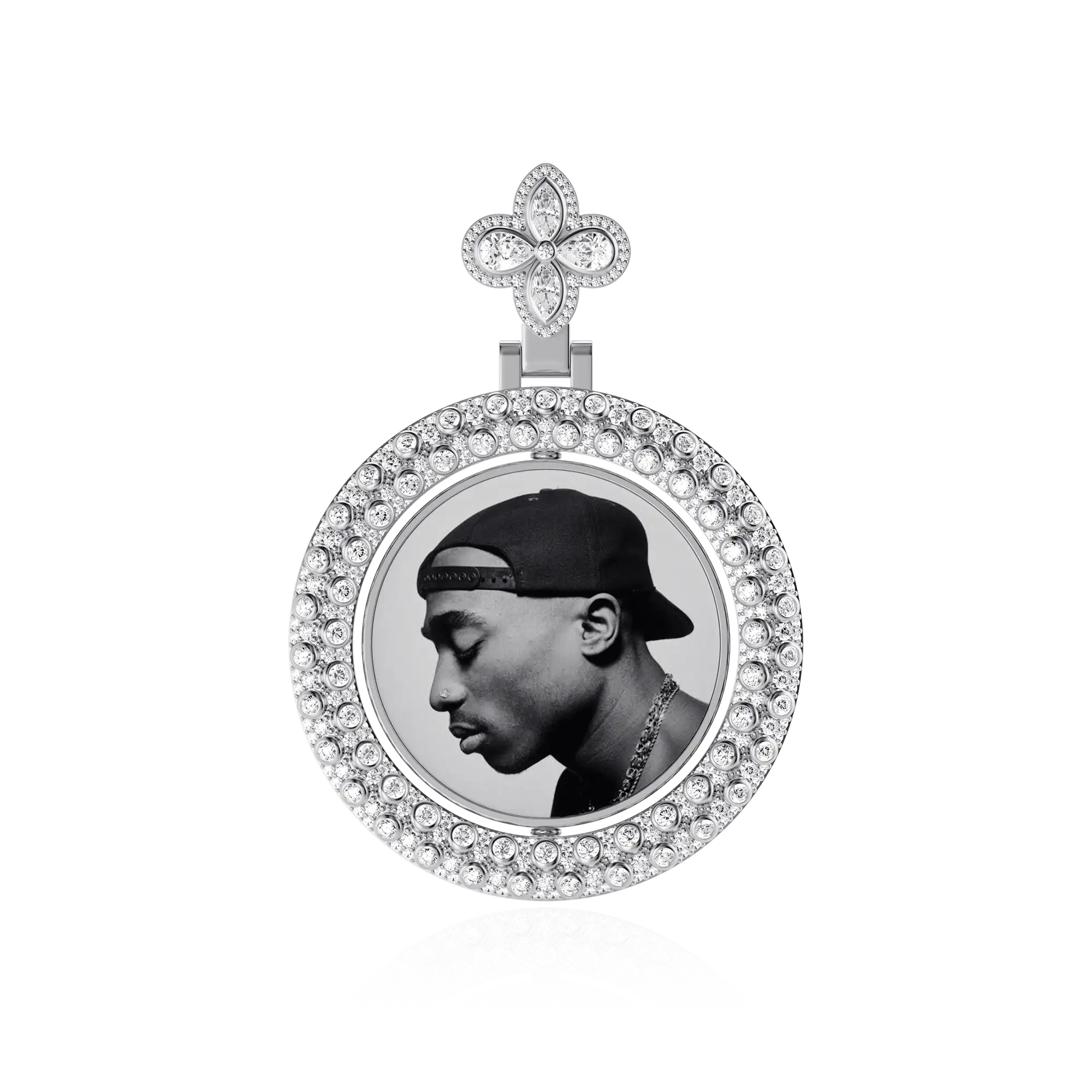 Custom Round Encrusted Photo Pendant