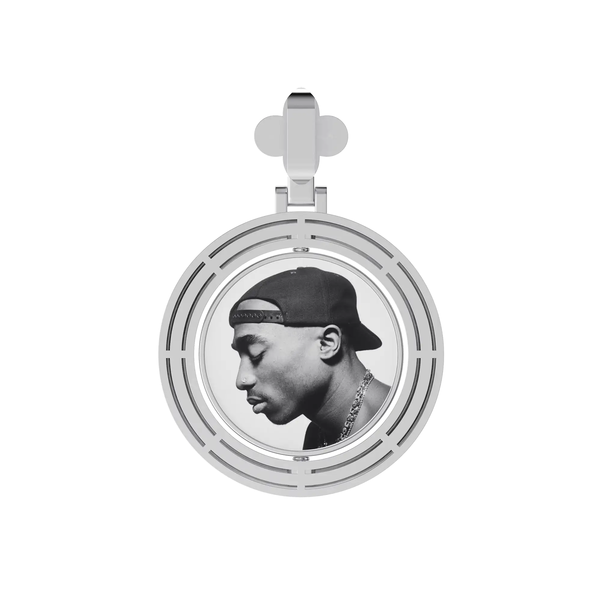 Custom Round Encrusted Photo Pendant