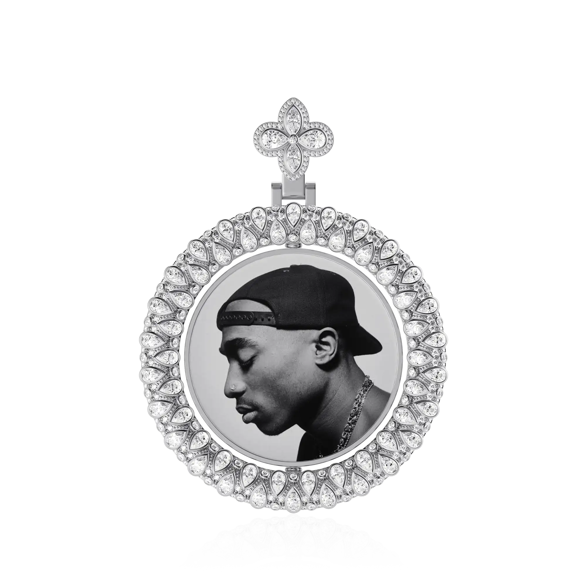 Custom Round Encrusted Photo Pendant