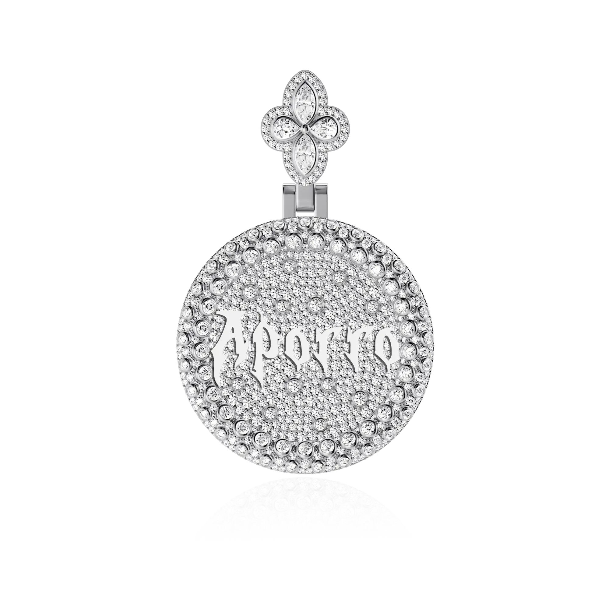 Custom Full Iced Round Bezel Set Pendant