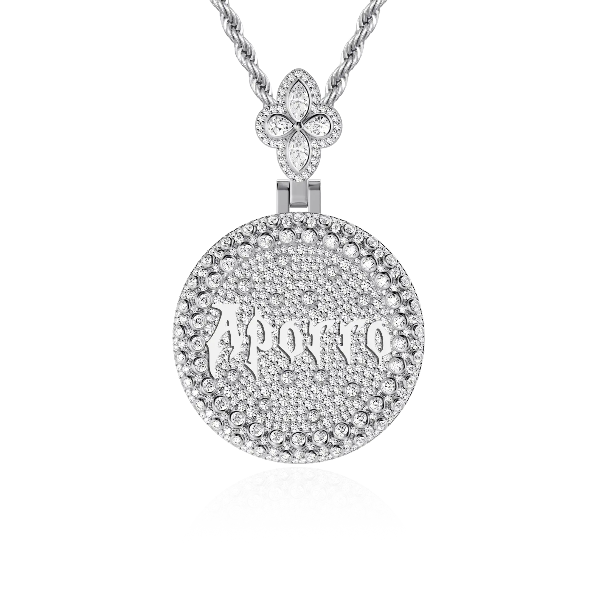 Custom Full Iced Round Bezel Set Pendant