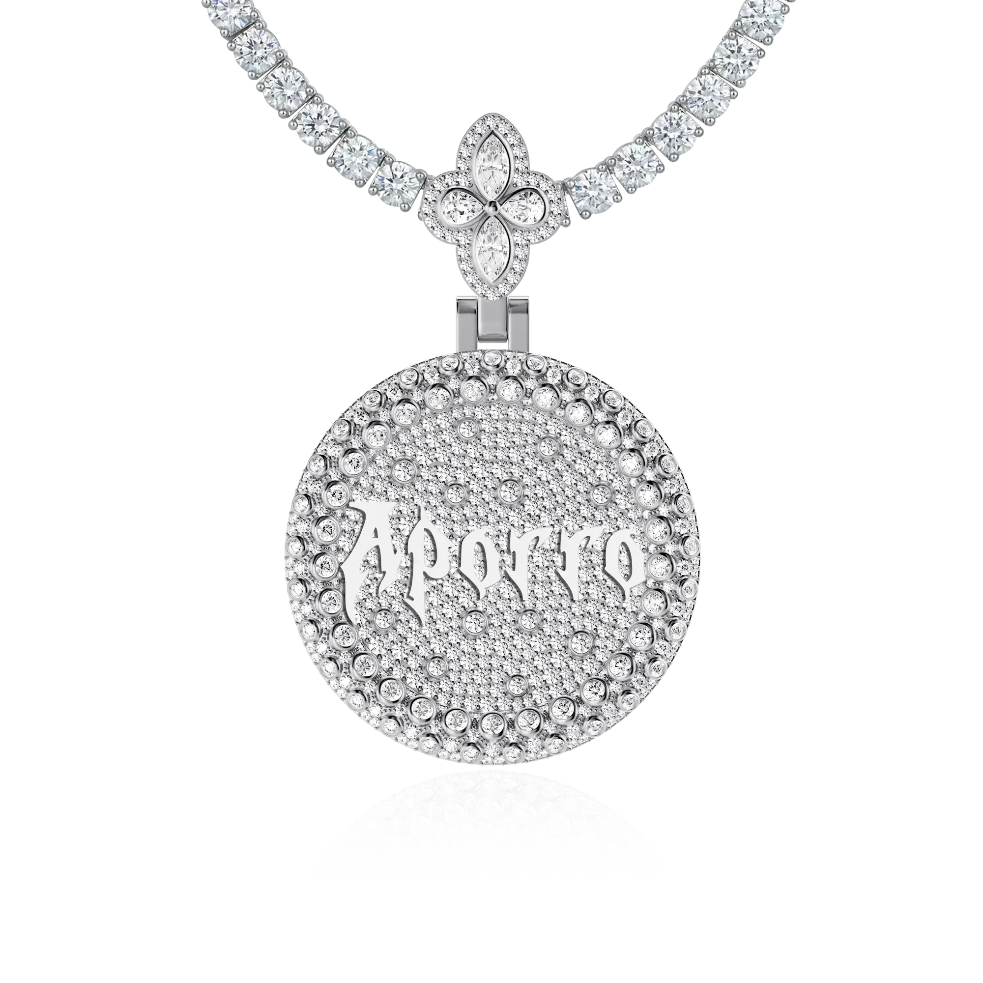 Custom Full Iced Round Bezel Set Pendant