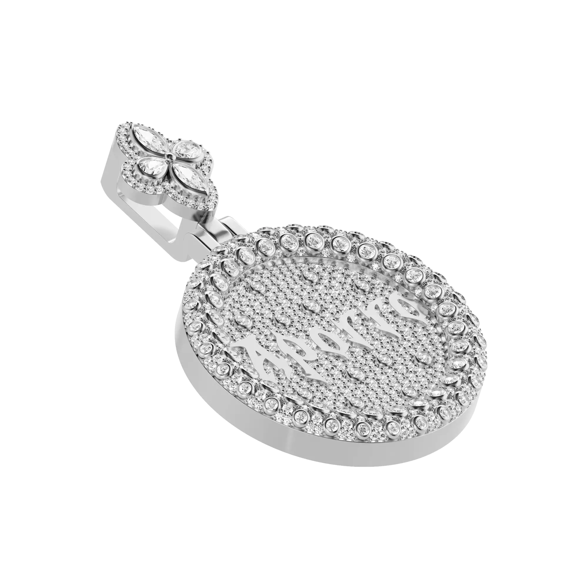 Custom Full Iced Round Bezel Set Pendant