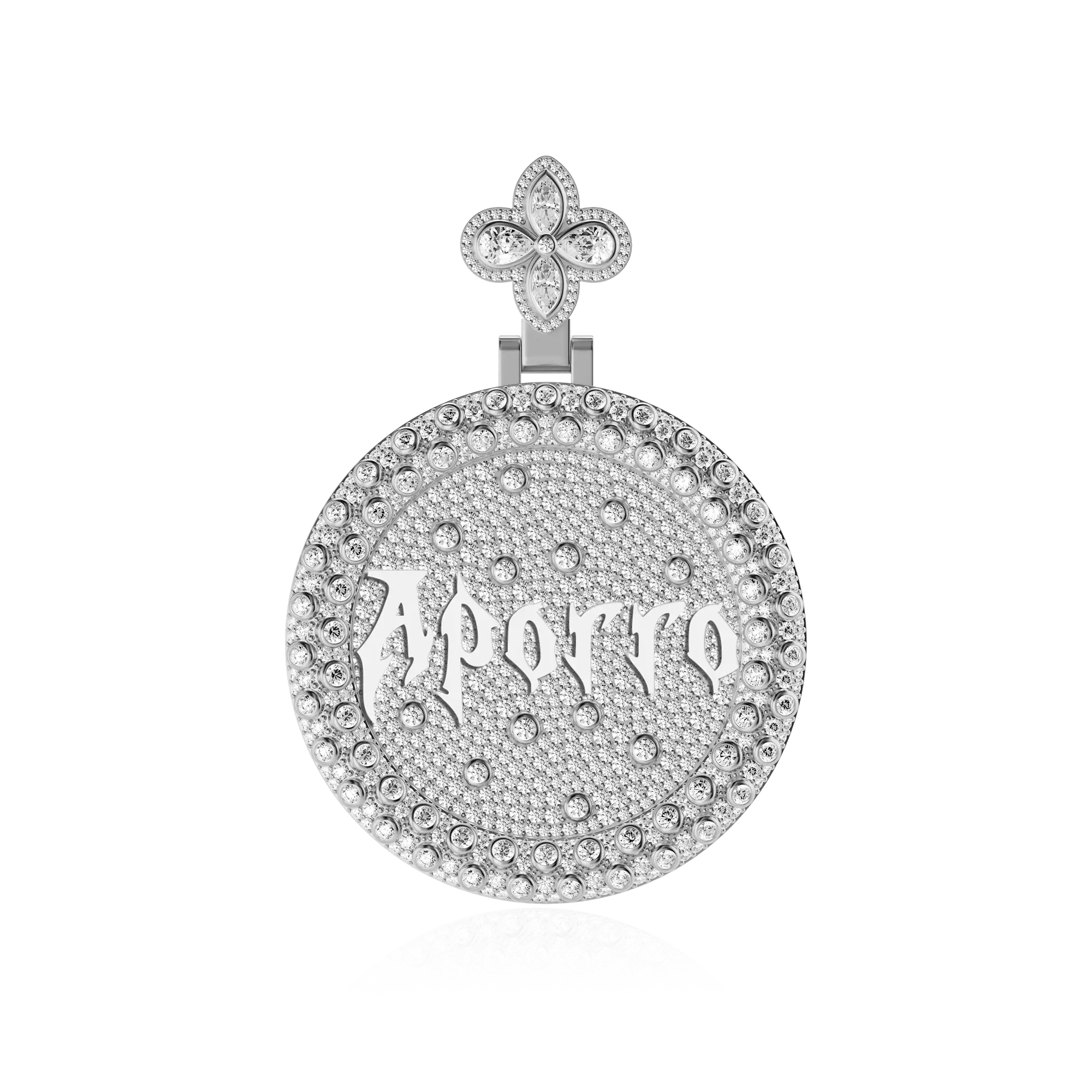 Custom Full Iced Round Bezel Set Pendant