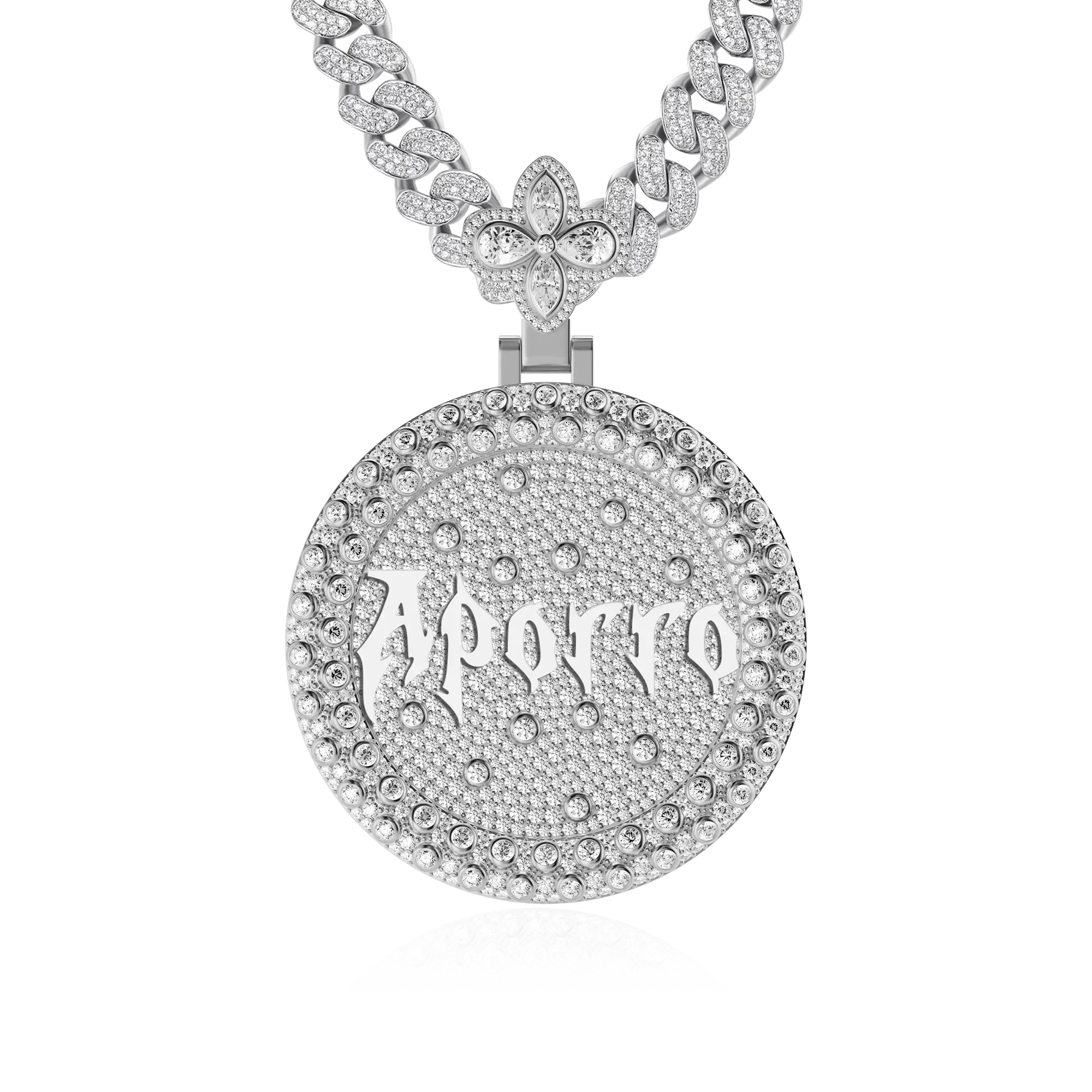 Custom Full Iced Round Bezel Set Pendant